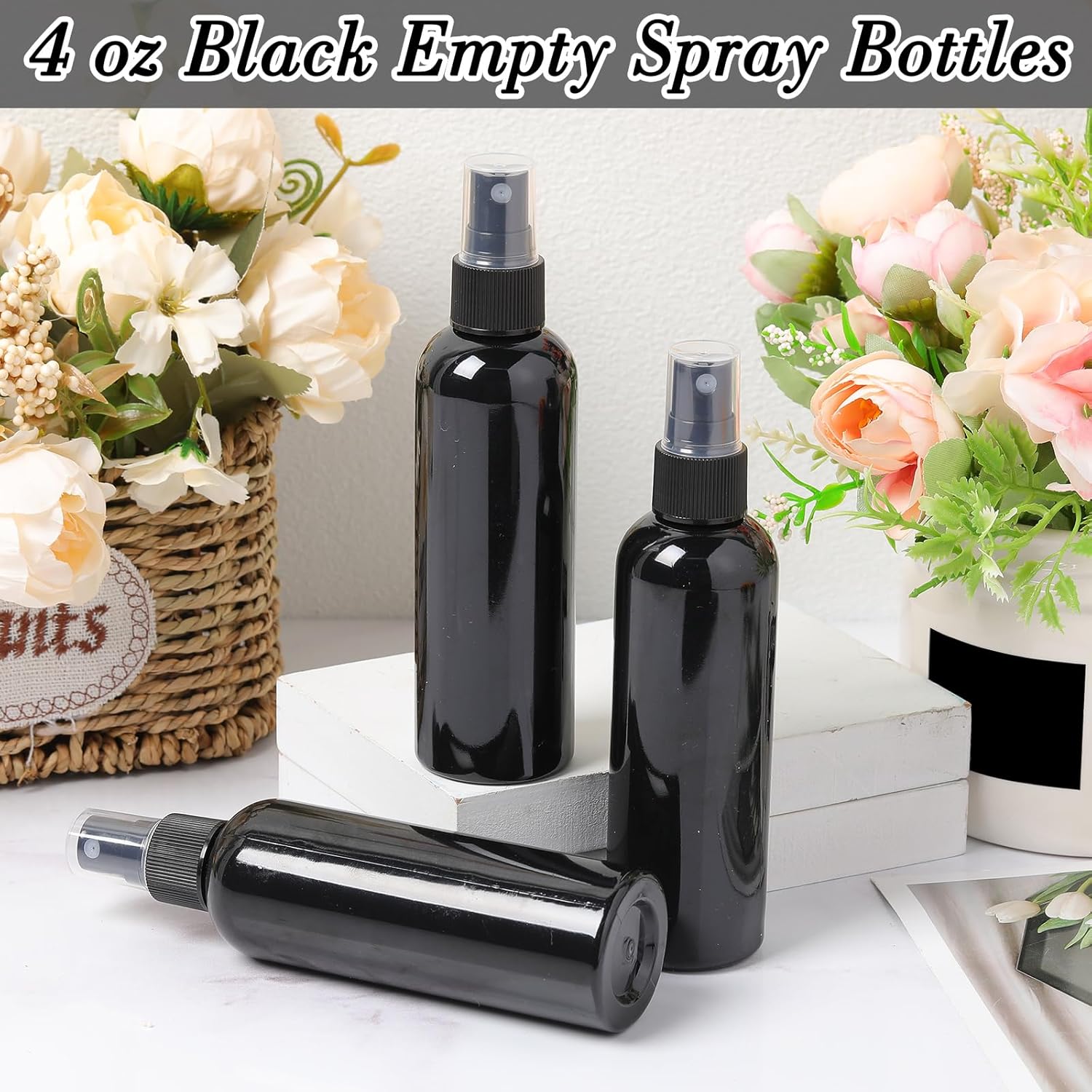 100 botellas de spray a granel de 4 onzas de plástico para aceites esenciales, pulverizador de niebla fina, reutilizable, recargable, contenedores