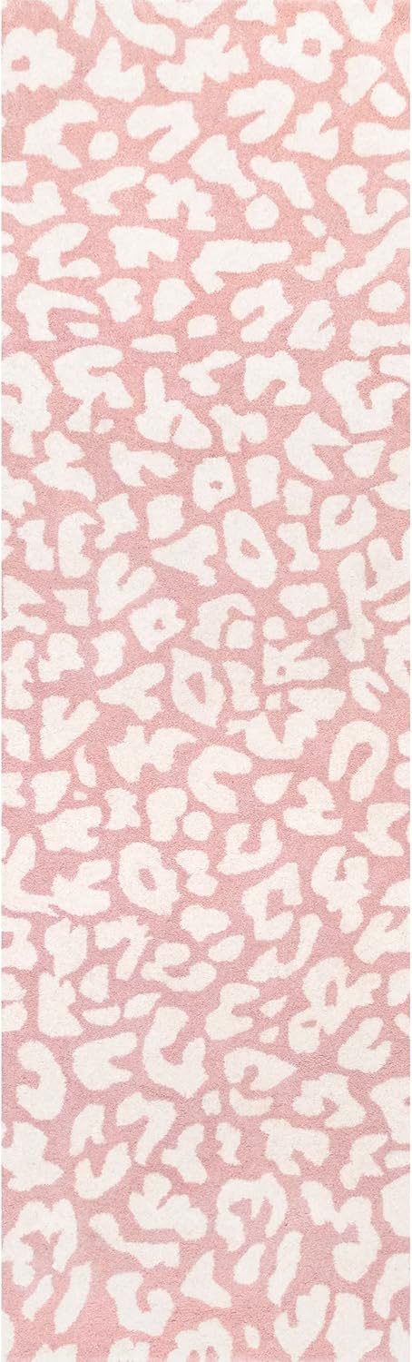 nuLOOM Rorie – Alfombra de lana con estampado de leopardo, 2 x 8 pies, color melocotón