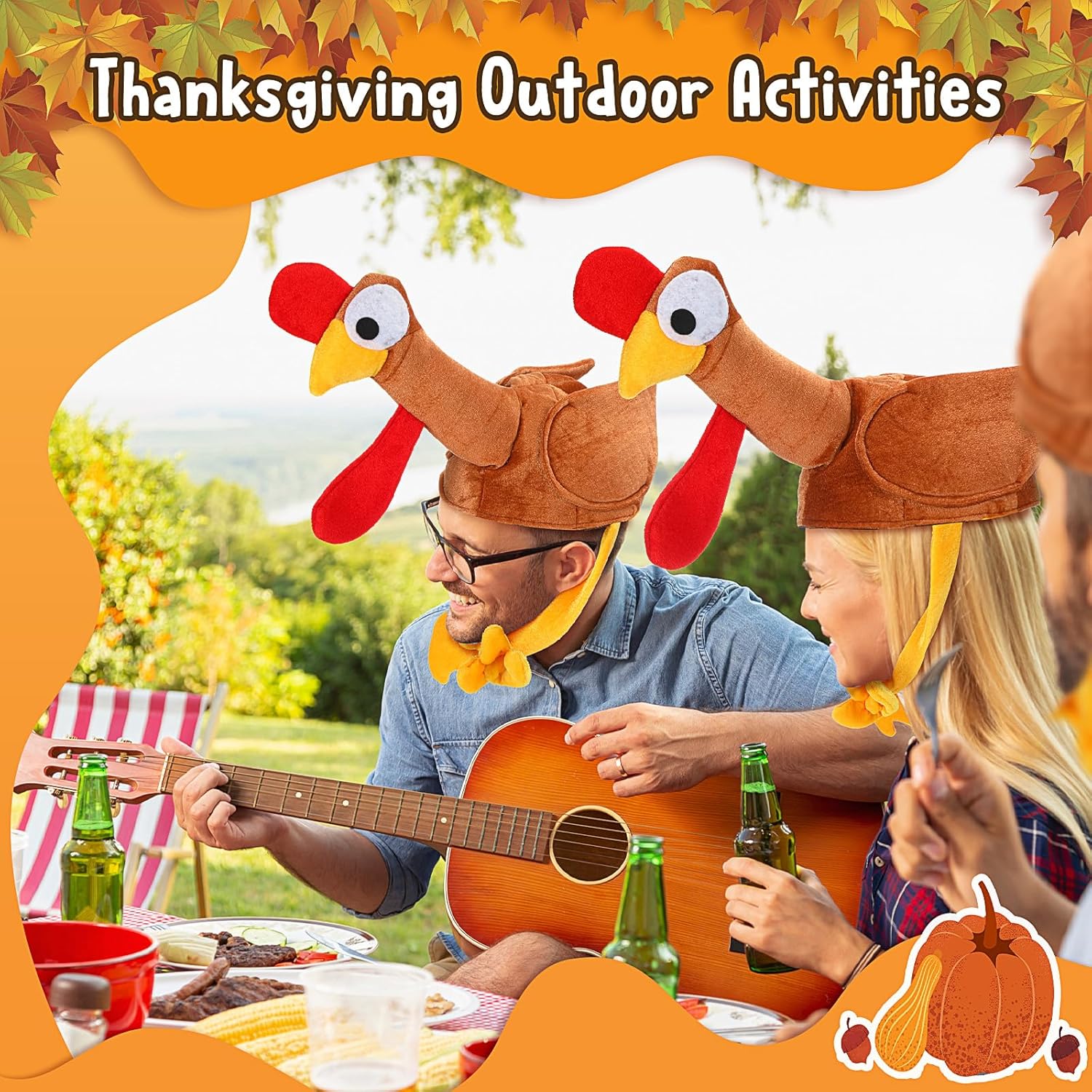 Sombrero de pavo de Acción de Gracias de 10 unidades, accesorio de fiesta, novedad de Acción de Gracias, gorro de pavo con patas en la cabeza para
