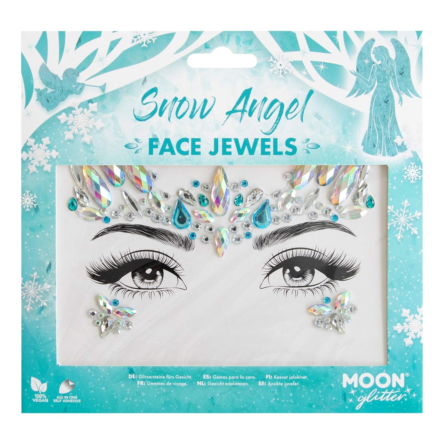 Joyas faciales por Moon Glitter  Gemas para el cuerpo de la cara, calcomanías de cristal para maquillaje de ojos, joyas temporales para tatuajes