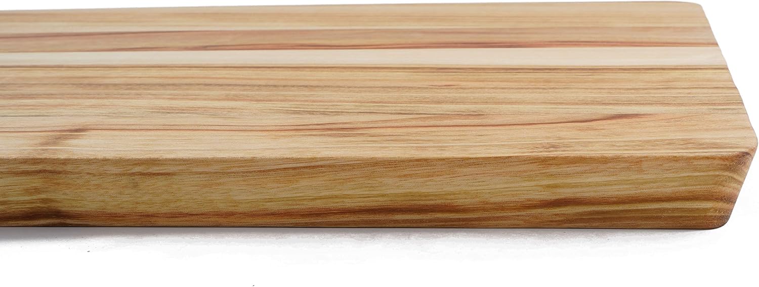 BOUMBI Tabla de cortar de madera de laurel de alcanfor fragante con borde biselado (15.55 x 9.05 x 1 pulgadas), mediana