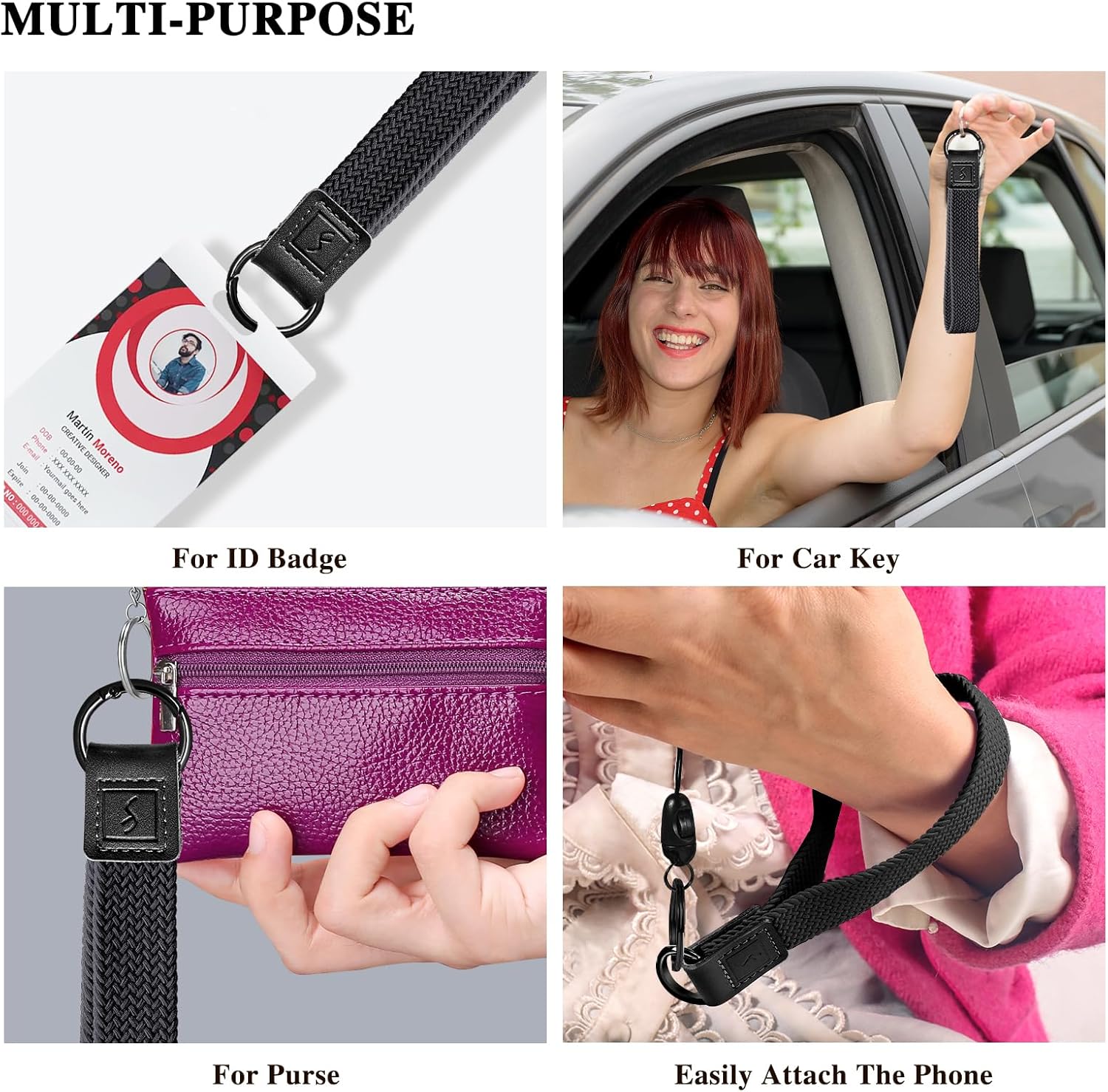Llavero elástico, bonito llavero de pulsera, cordón de muñeca tejido mejorado para llaves, llaveros para mujeres y hombres, llaves de automóvil,