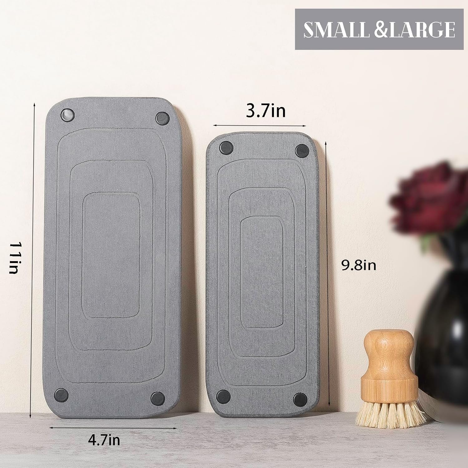 Heagoale Organizador para fregadero de secado instantáneo para esponja de cocina, tapete de secado de piedra de tierra de diatomeas, organizador de