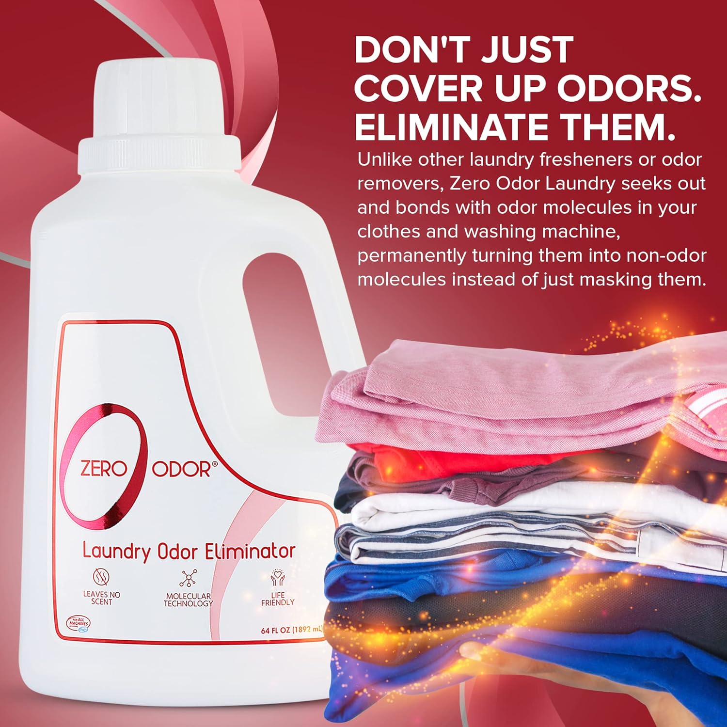 Zero Odor – Paquete de eliminador de olores y desodorante para ropa de cama de mascotas y ropa de entrenamiento sudorosa – (16 y 64 onzas)
