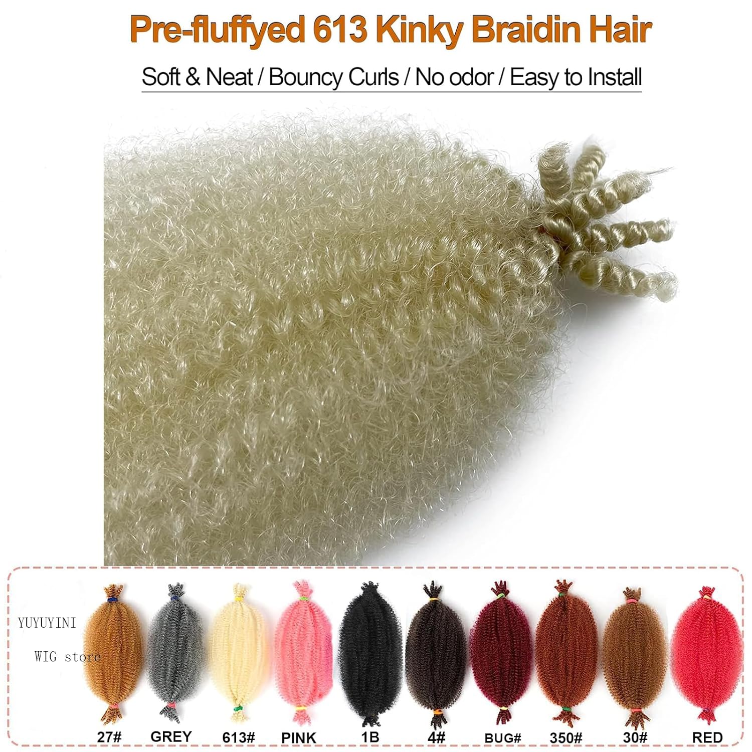 Cabello afro trenzado, 3 piezas preseparadas de cabello rizado Marley Twist trenzado de 16 pulgadas para rastas sintéticas desgastadas, extensiones