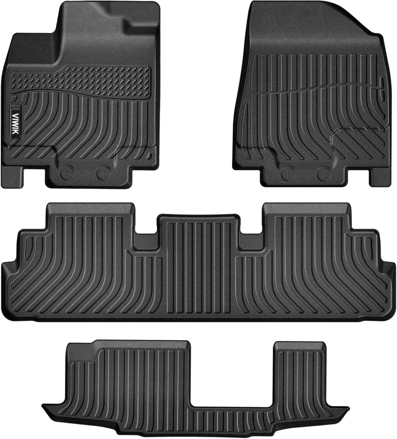 VIWIK Alfombrillas de suelo aptas para Nissan Pathfinder 2022-2024 de 8 asientos e Infiniti QX60 2022-2024 de 7 asientos, alfombrillas de goma TPE