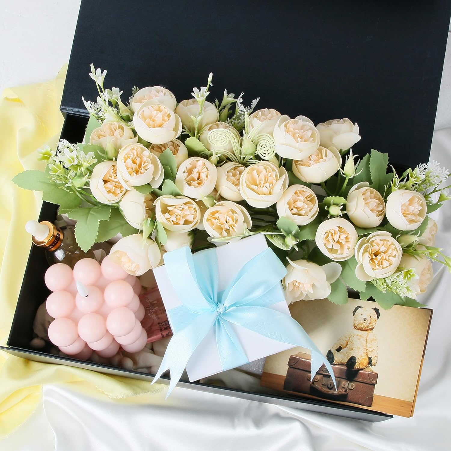 Aimyoo Caja de regalo plegable negra Galaxy con tapas de cierre magnético de 13.8 x 9 x 4.3 pulgadas, caja de propuesta de padrinos de boda, caja