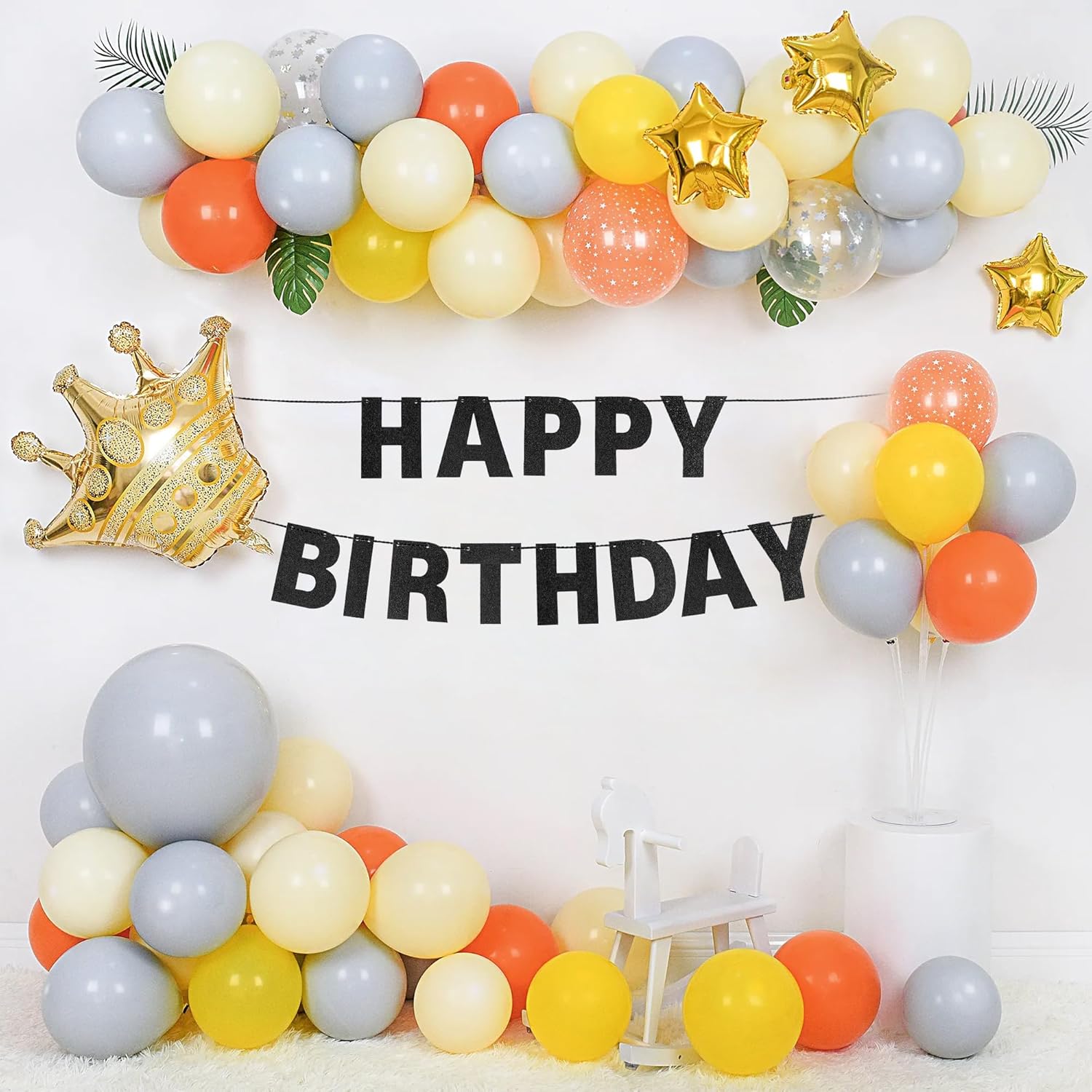 Kit de pancarta de bricolaje con letras con purpurina, letras negras personalizables, pancartas de cumpleaños, pancarta de graduación, pancarta