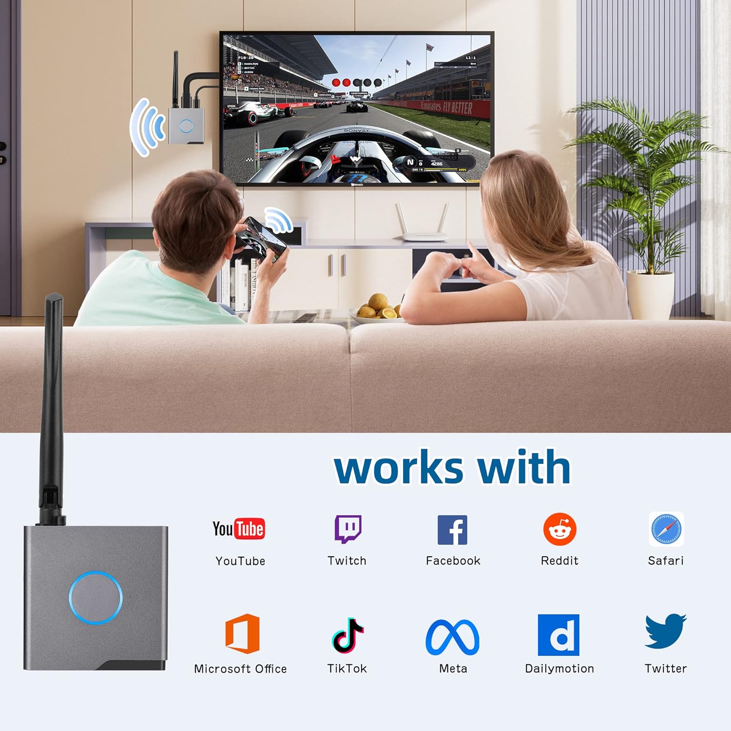 Adaptador inalámbrico HDMI Display Dongle 4K, receptor inalámbrico, transmisión de vídeoaudioarchivo HDMI Extensor inalámbrico desde computadora