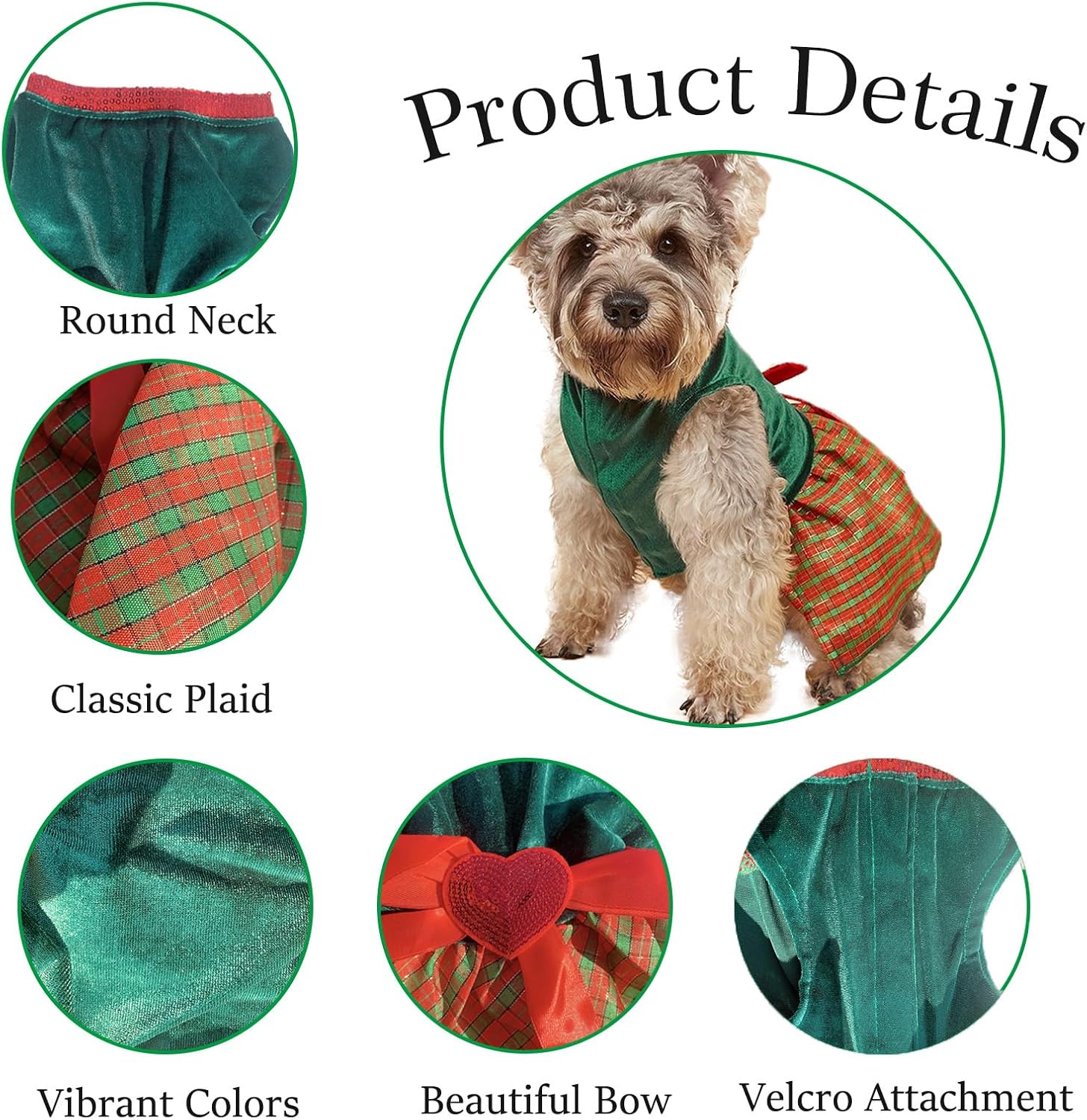 Vestido de Navidad para perro, disfraz de perro a cuadros con lazo, ligero rojoverde, disfraz de perrito ropa para mascotas, ropa para gatos, fiesta