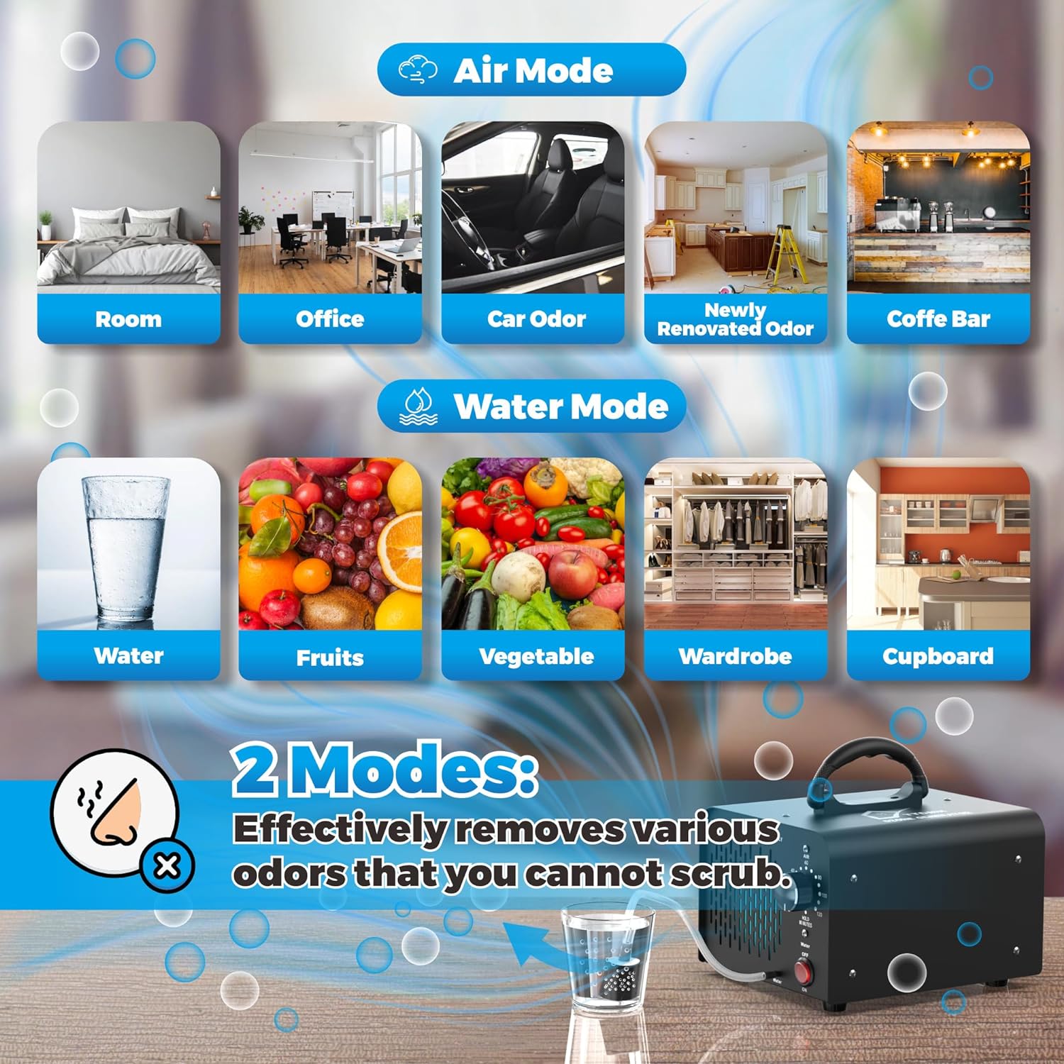 Generador de ozono Agua y Aire 38,000mgh, Eliminación de olores de máquina de ozono comercial, Máquina de ozono de alta capacidad, generador de