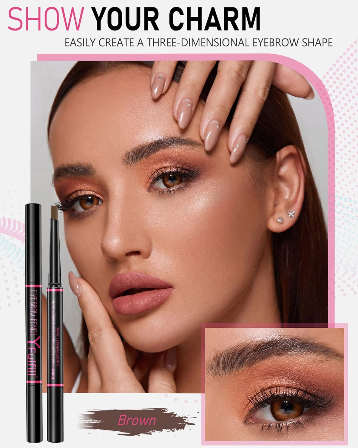 Lápices de cejas para mujer, color marrón, YFulfill Brown para cejas, para Wonen, relleno marrón para rubias