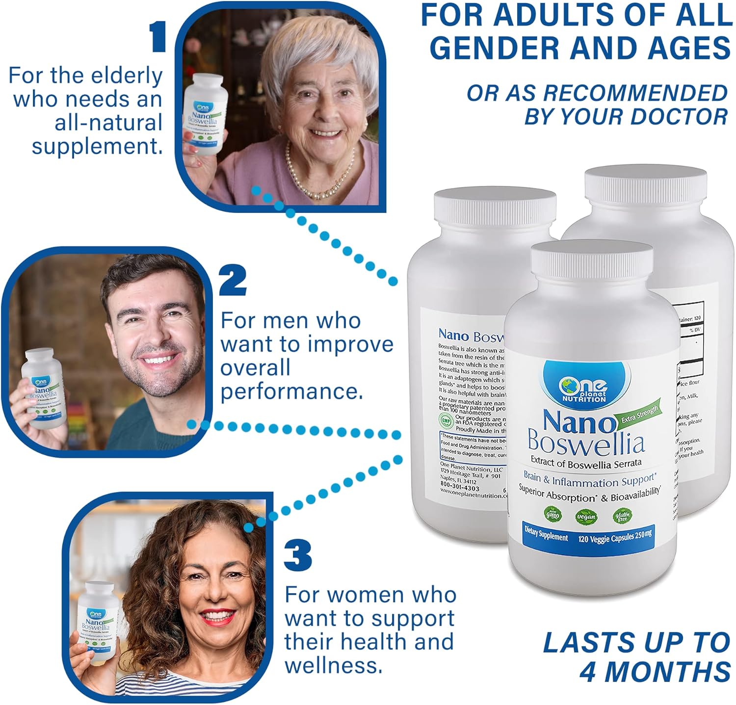 One Planet Nutrition Nano Boswellia 250mg – Suplemento de nanopartículas, suplemento de incienso – Suplementos de apoyo y vitaminas a base de