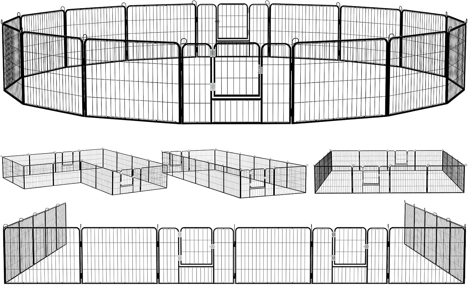PUKAMI Valla para perros para el patio, 16 paneles de 24 pulgadas de alto x 32 pulgadas de ancho, corralito portátil para perros pequeños y