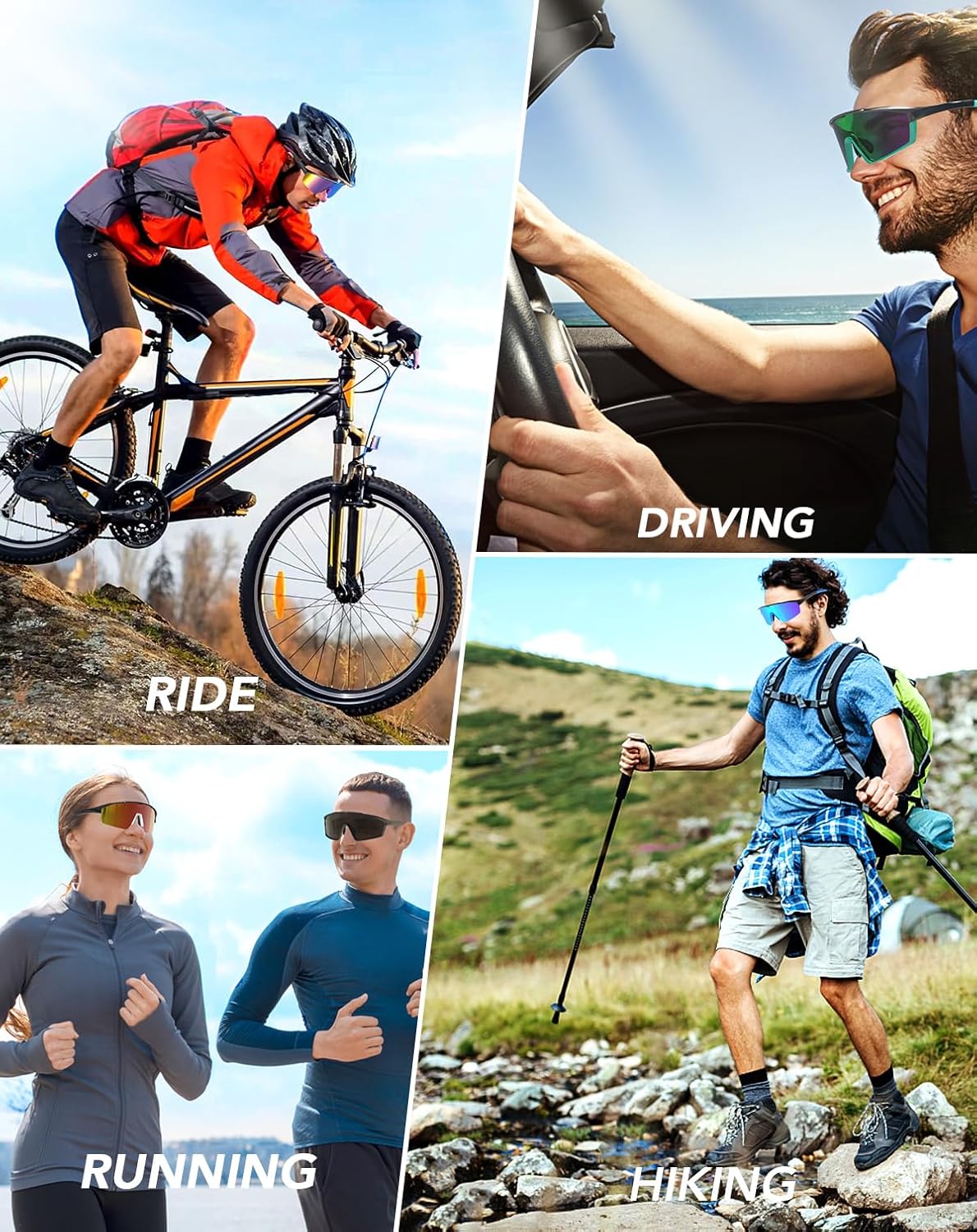 BEACOOL Polarized Sports Cycling Glasses Men Women UV400 Baseball Sunglasses TR90 Frame for Fishing Running Golf Softball