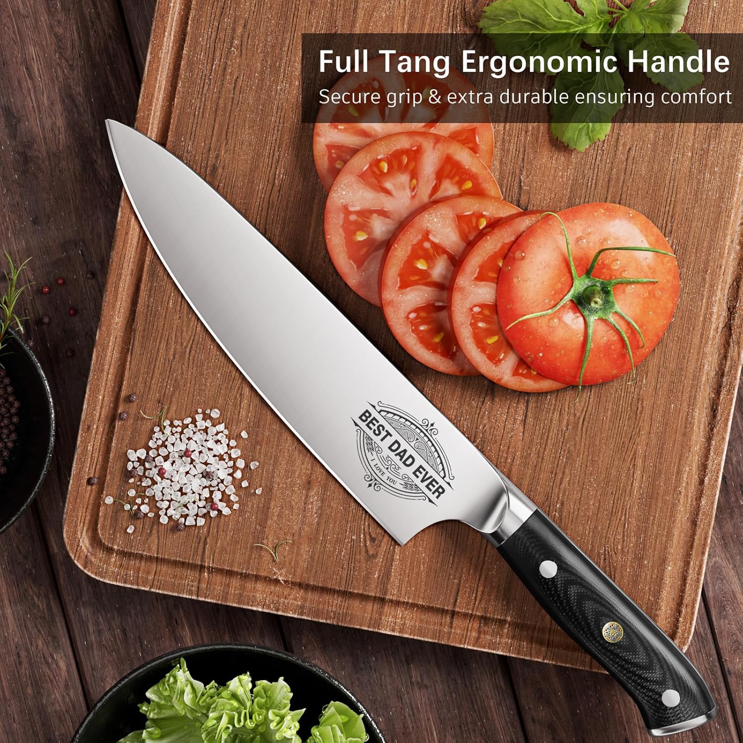 Regalos para papá de hija e hijo, cuchillo de chef “BEST DAD EVER”, Día del Padre, cumpleaños, Navidad, regalos para papá, cuchillo de chef