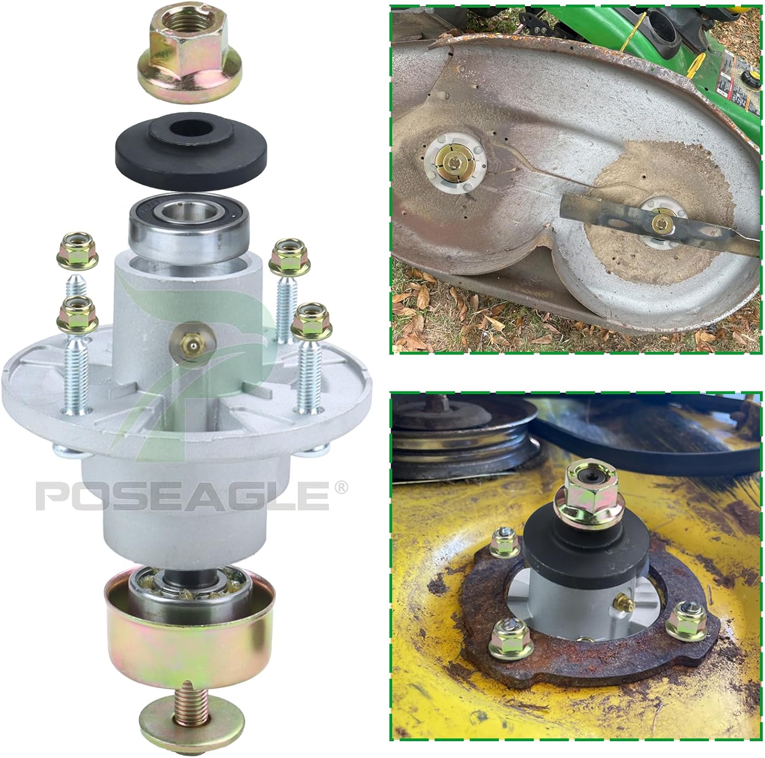 Paquete de 3 AM144608 Conjunto de husillo para John Deere S220 S240 X330 X350 X354 X380 X384 X390 X570 X580 X750 X949 Z315E Z320M Z325E Z325E 330M