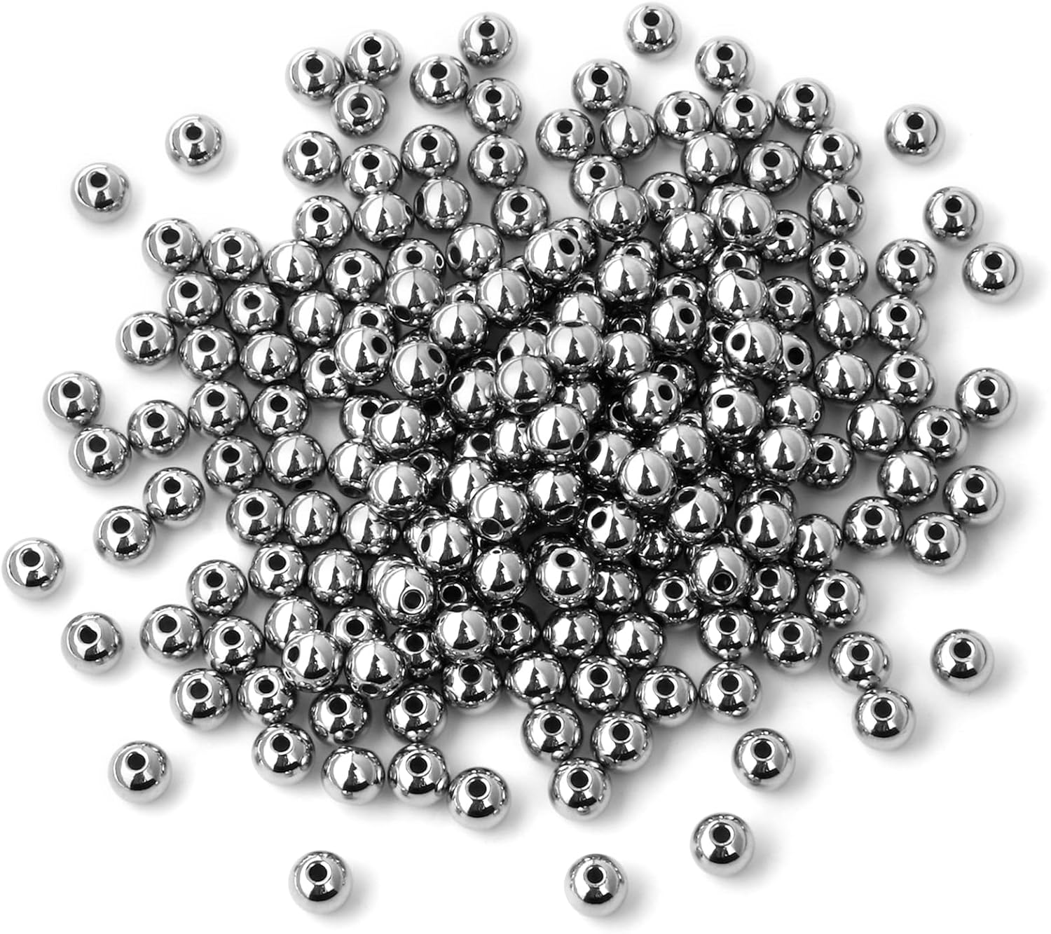 Cuentas de acero inoxidable a granel 0.197 in300PCS Cuentas espaciadoras de metal redondas a granel para fabricación de joyas