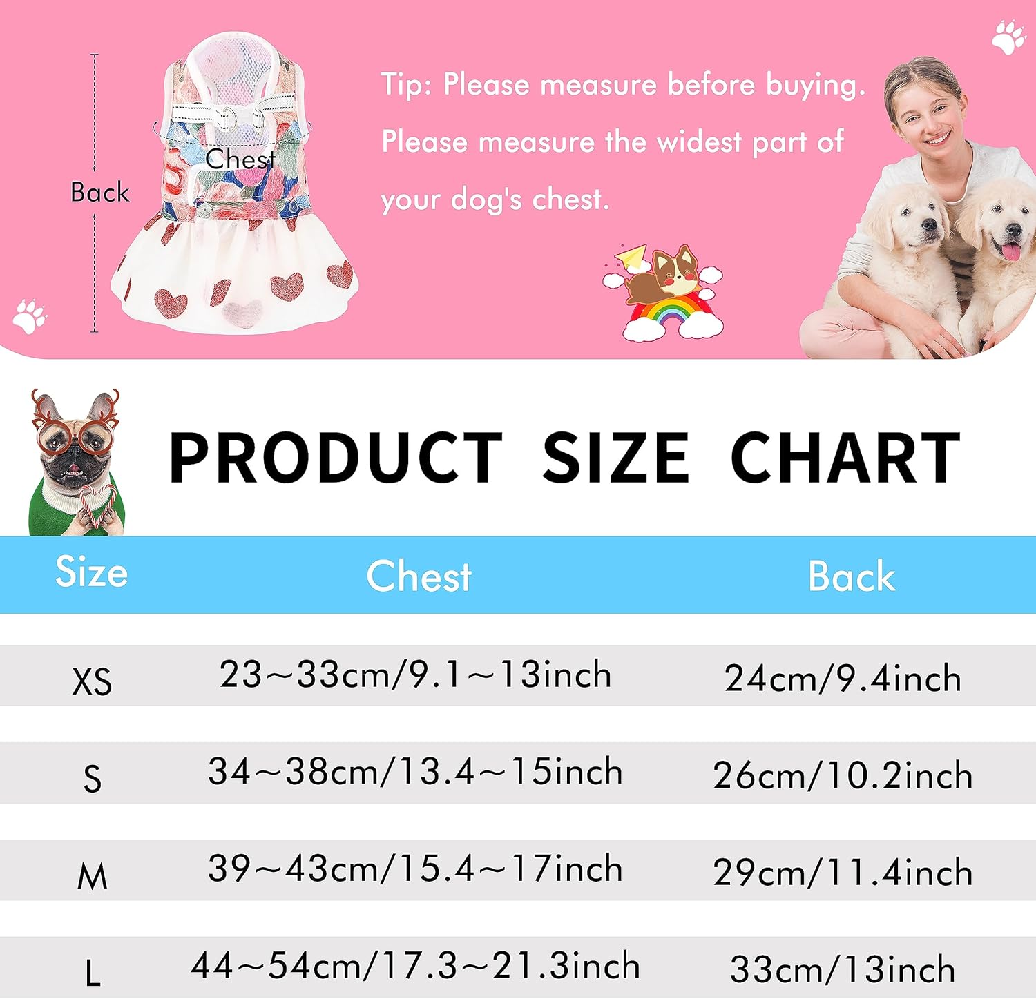 Juego de arnés floral 3 en 1 para perro con arnés y correa de lazo y 2 dobladillos desmontables para perros pequeños y medianos, Navidad, pícnic,
