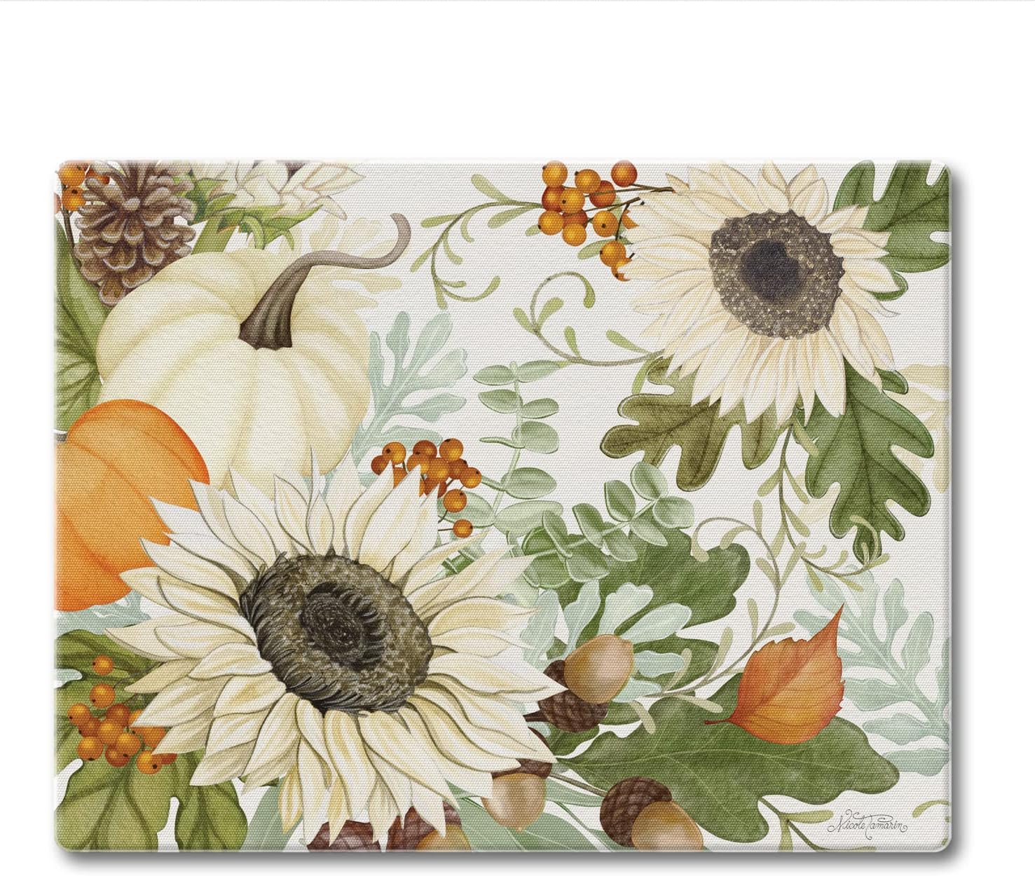 CounterArt Tabla de cortar de vidrio templado resistente al calor decorativa para otoño de 10 x 8 pulgadas, fabricada en los Estados Unidos apta