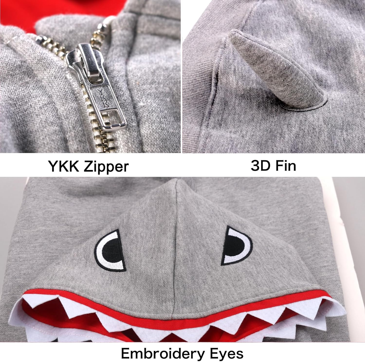 Disfraz de tiburón para Halloween para perros extra grandes, sudaderas con capucha y mandíbulas, ropa de Labrador Rottweiler, gran danés, gris,