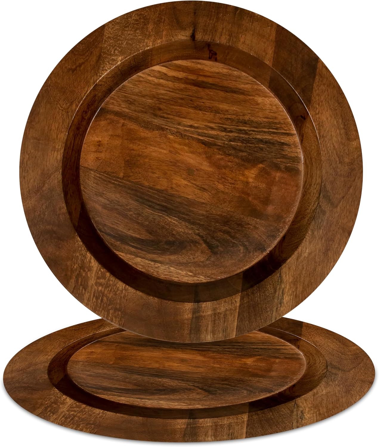 CLEENTABLE Placa de carga de madera, juegos de platos de carga de madera, cargadores de madera para platos llanos, manteles individuales de madera,