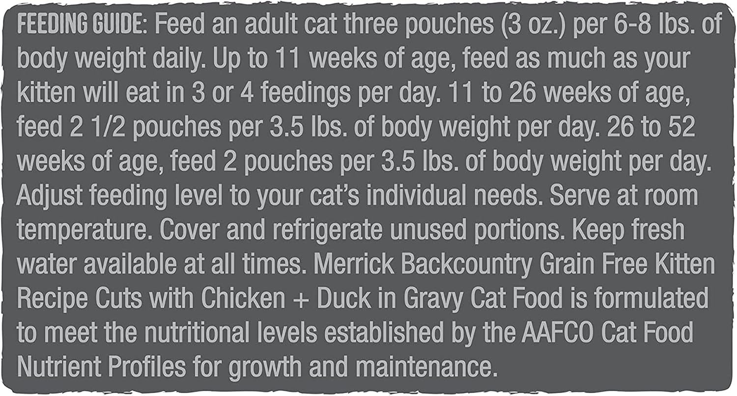Merrick Backcountry – Alimento húmedo natural para gatos, cortes de receta de gatitos con pollo y pato en salsa, vitaminas y minerales añadidos,