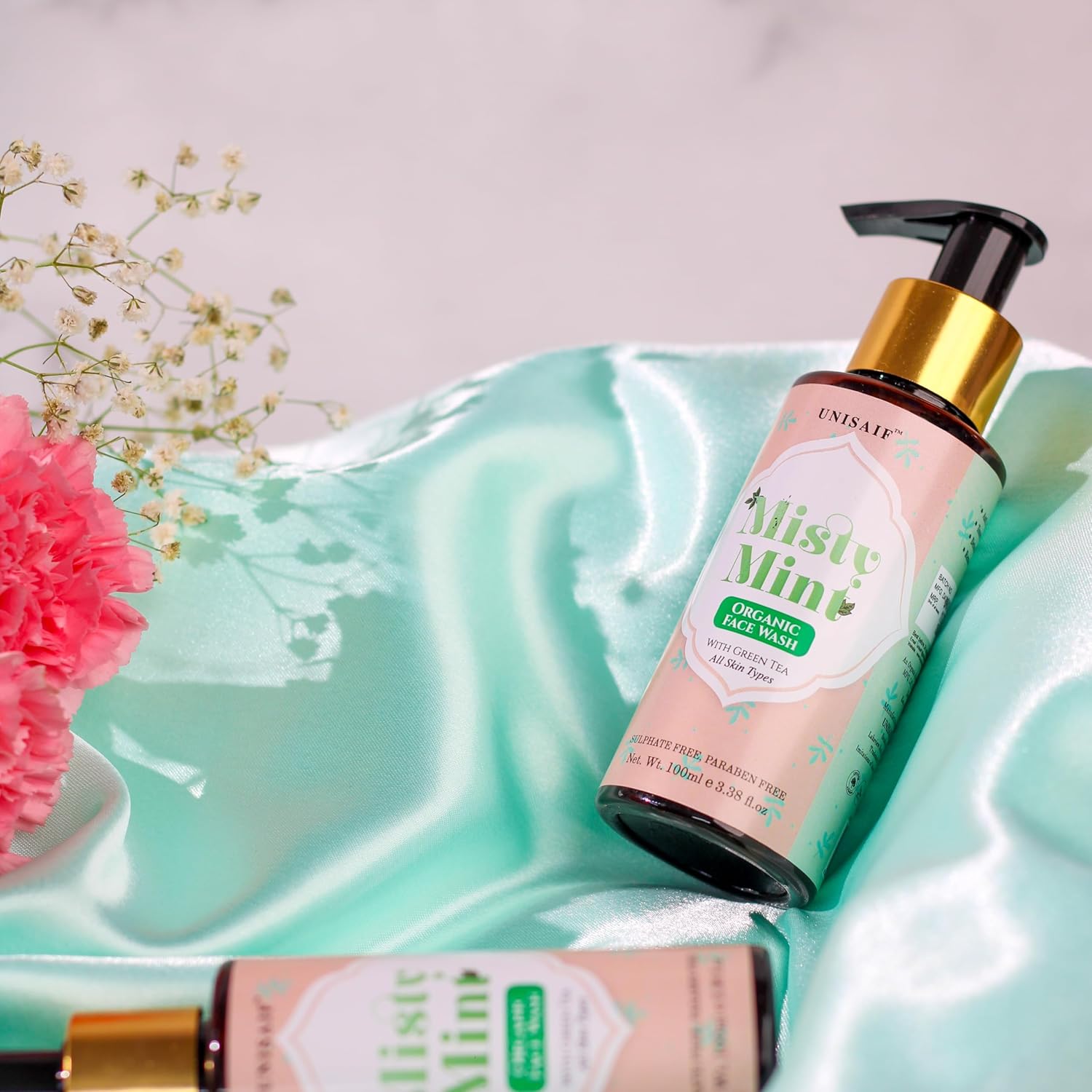 Unisaif Misty Mint Green Tea Face Wash – Lavado facial de árbol de té para piel seca con menta  Lavado facial natural para la prevención del acné