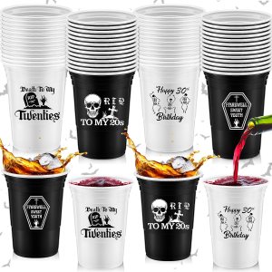 Rtteri Paquete de 48 vasos desechables de plástico grueso para fiesta de 16 onzas, RIP to My 20s, decoraciones de cumpleaños de 30 años, tazas de Rtteri Paquete de 48 vasos desechables de plástico grueso para fiesta de 16 onzas, RIP to My 20s, decoraciones de cumpleaños de 30 años, tazas de