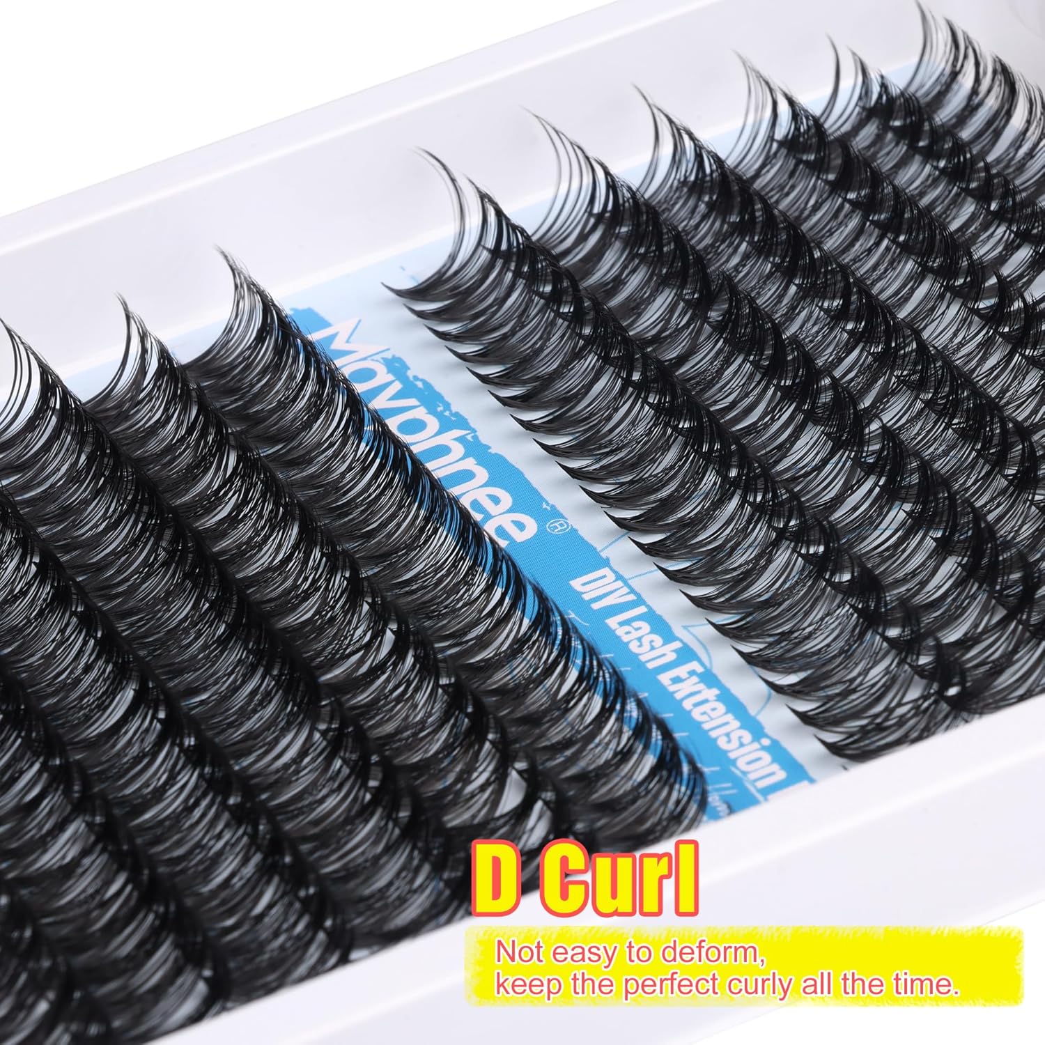 Mavphnee – 240 extensiones de pestañas individuales de 0.63 a 0.78 pulgadas, dramáticas, largas, esponjosas, rizadas en D, paquete de 240