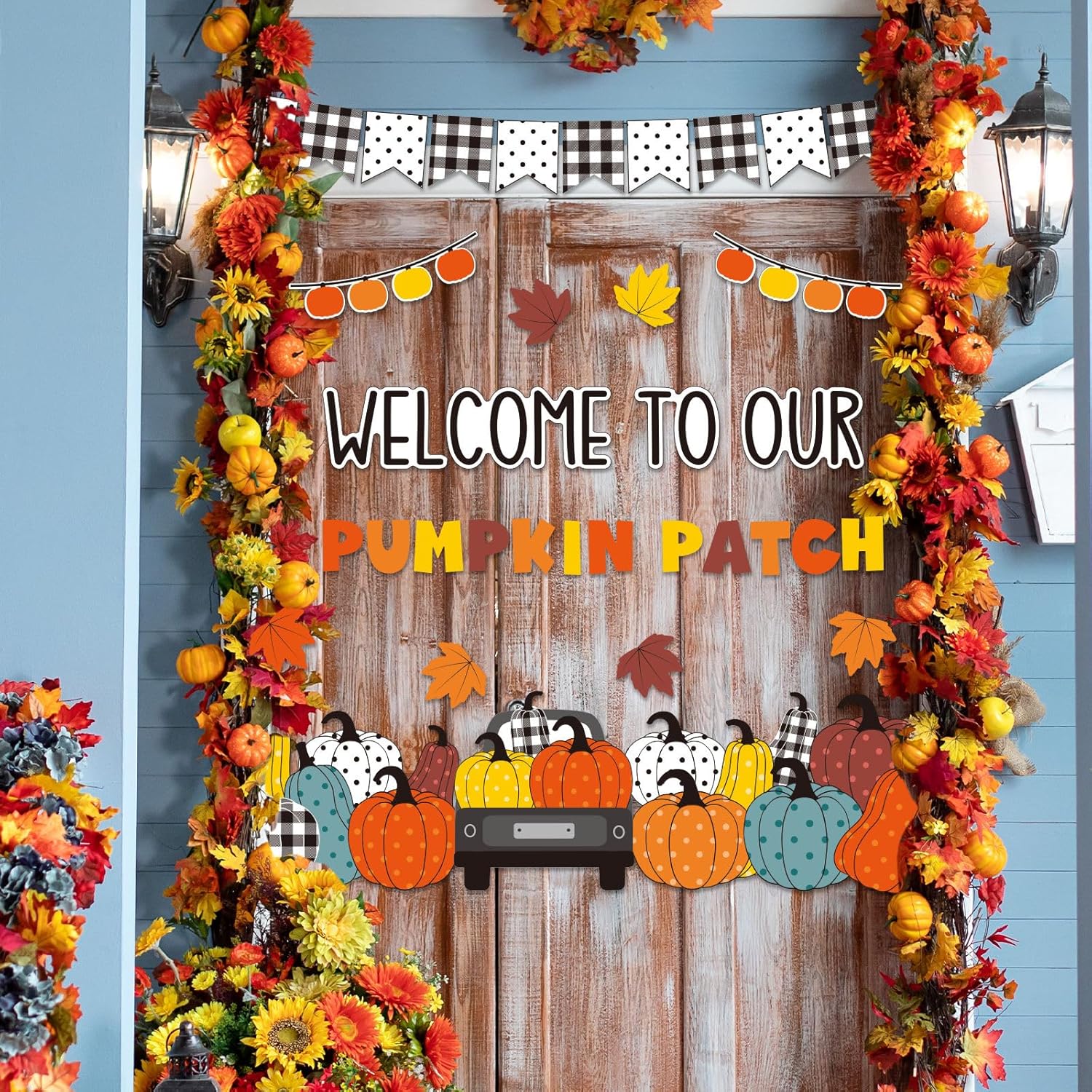 Juego de tablón de anuncios de calabaza de otoño, recortes de papel de Acción de Gracias, borde de pizarra, bordes de calabaza, decoración de aula,