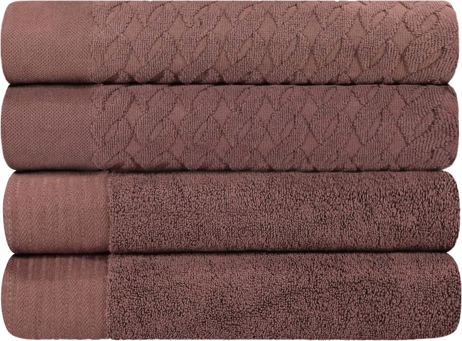SUPERIOR Juego de 4 toallas de baño de algodón turco jacquard sólido para adultos y niños, artículos esenciales de baño, ducha, spa, piscina, secado