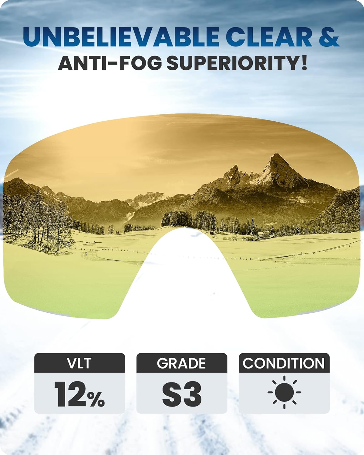 OutdoorMaster Gafas de esquí Horizon – Gafas de snowboard con lente magnética intercambiable, sin marco