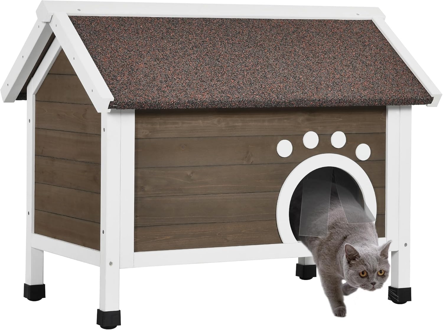 DWVO Casa para gatos al aire libre, totalmente aislada, refugio exterior para gatos con espuma completa, resistente a la intemperie, madera maciza