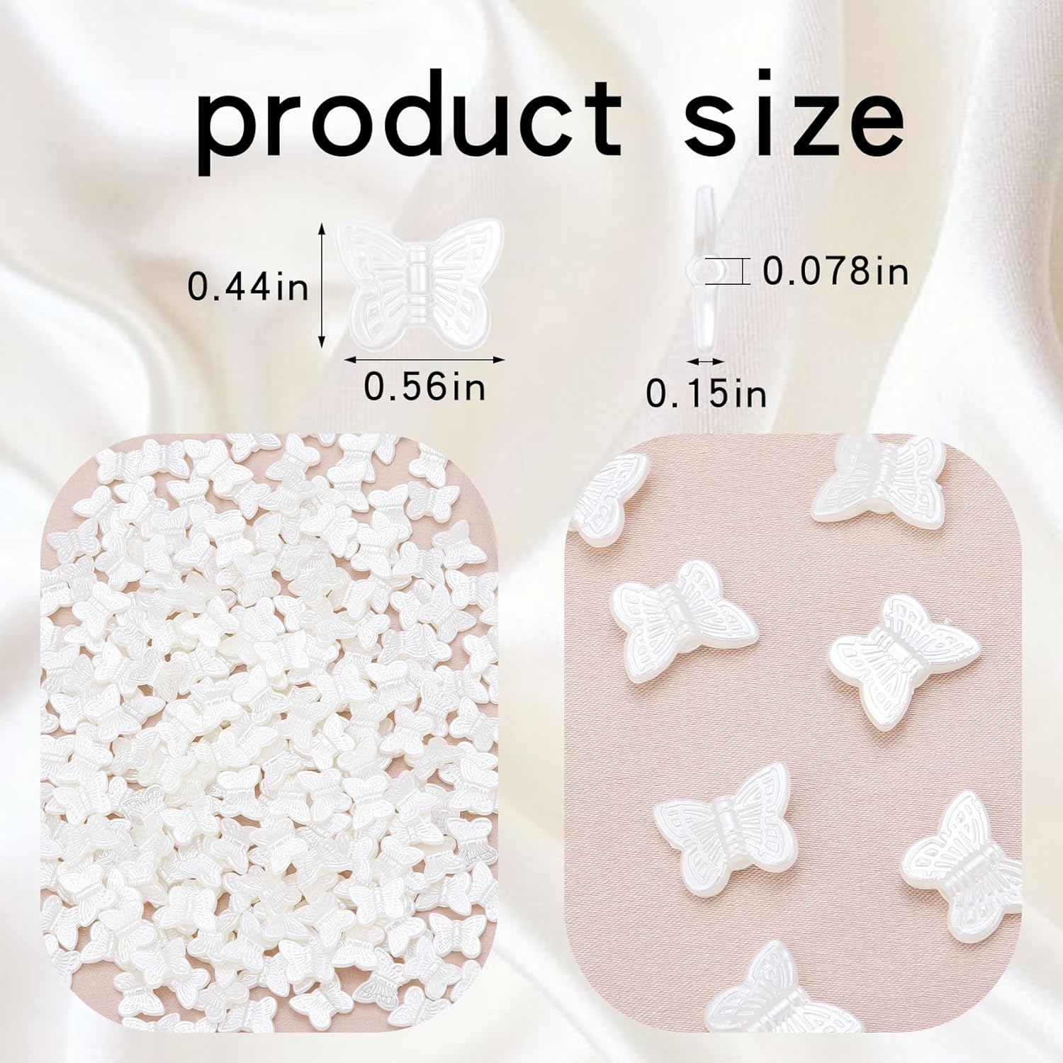 200 cuentas de perlas de imitación de acrilonitrilo butadieno estireno sueltas de mariposa blanca para hacer joyas, pulseras, collares, aretes,