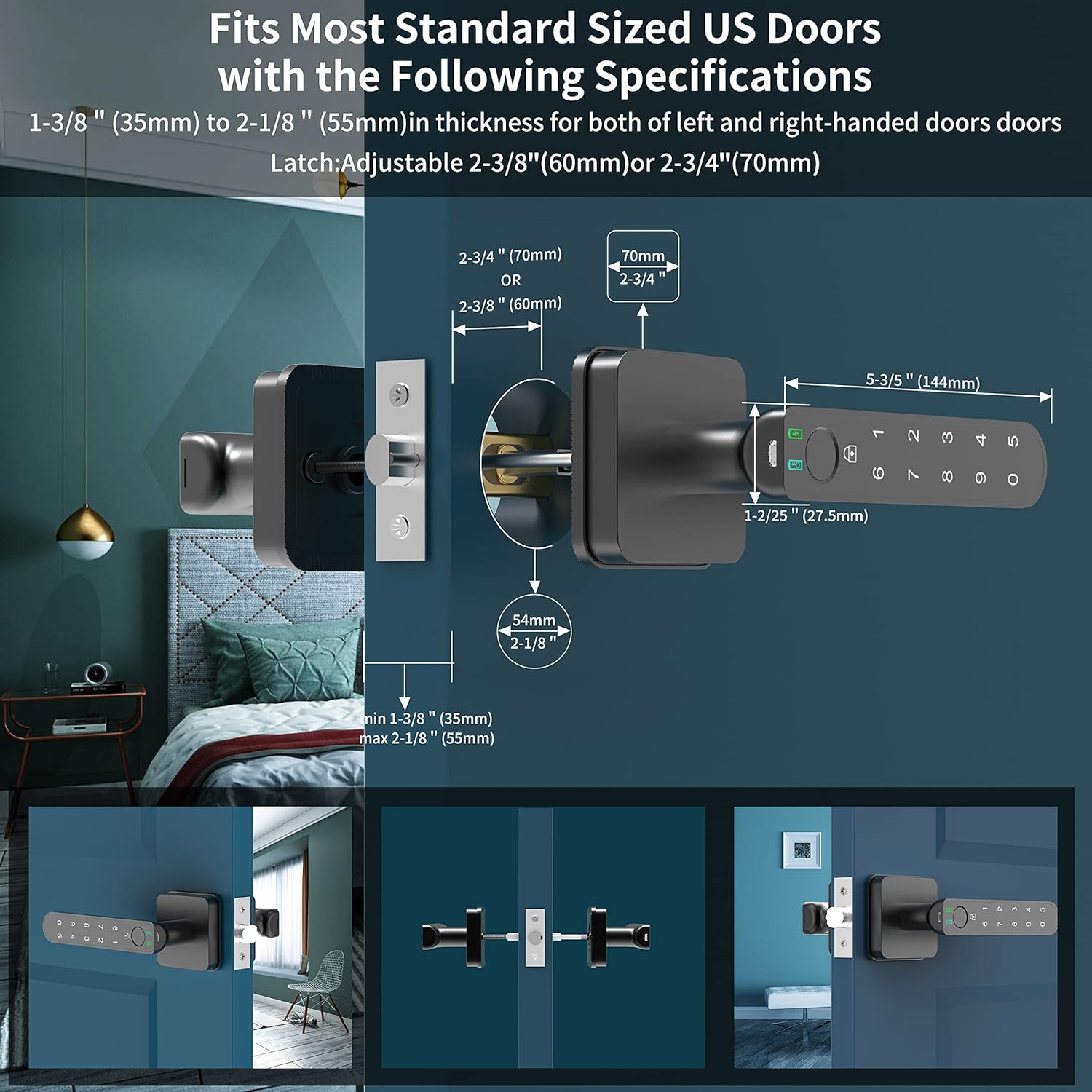Foxgard – Cerradura de puerta biométrica de huellas dactilares, perilla de puerta electrónica con teclado, perilla de puerta inteligente con 100