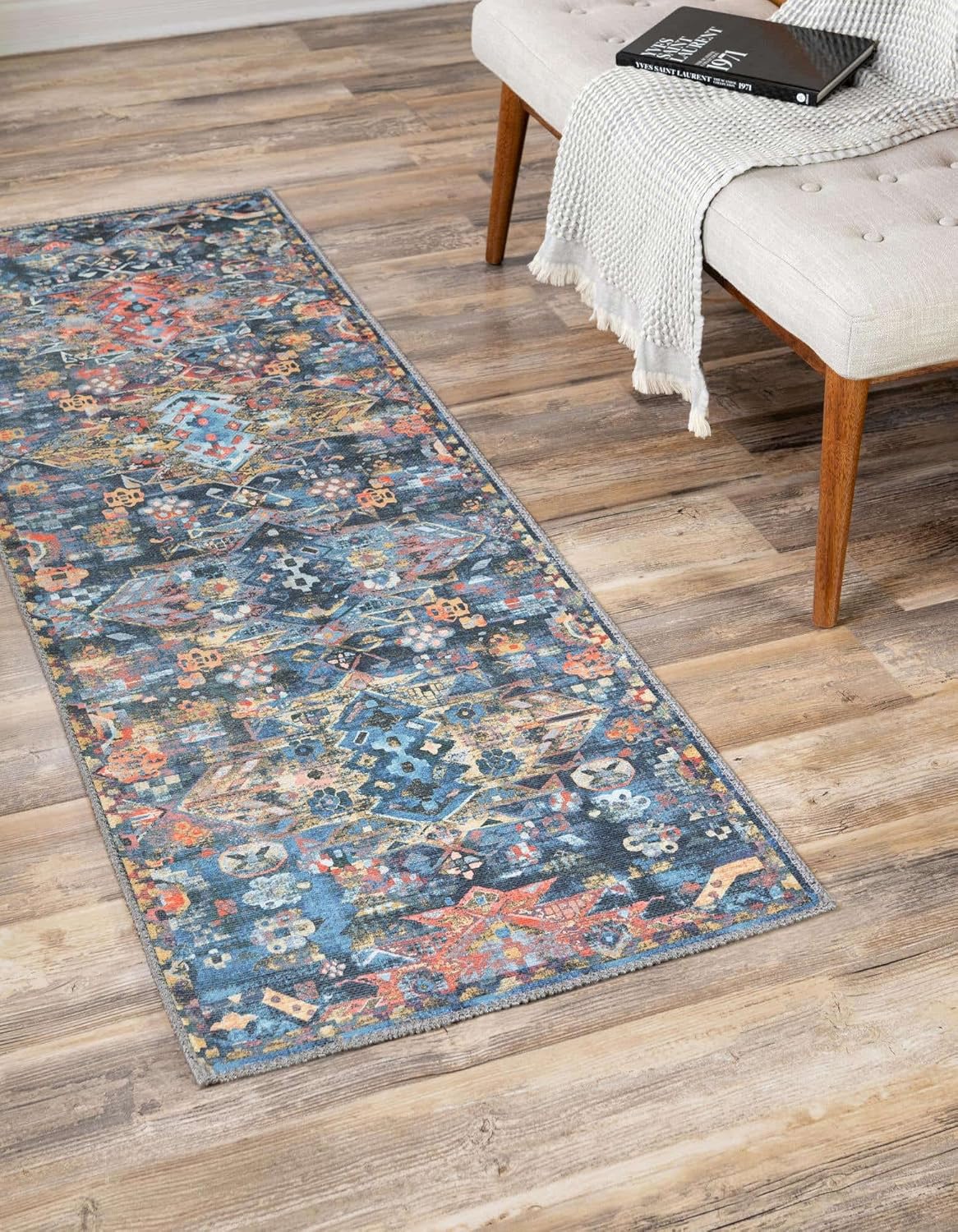 Unique Loom Timeless Collection – Alfombra de área – Roma (2 pies x 6 pies 1 pulgada, color negro)
