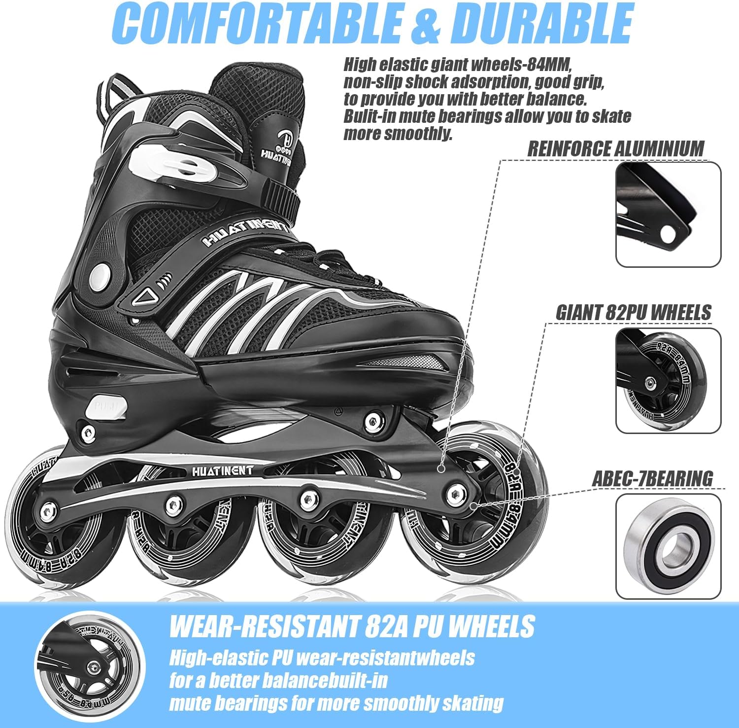 Patines en línea ajustables para mujeres y hombres, patines para adultos, mujeres y hombres con ruedas grandes, patines para mujer para jóvenes,