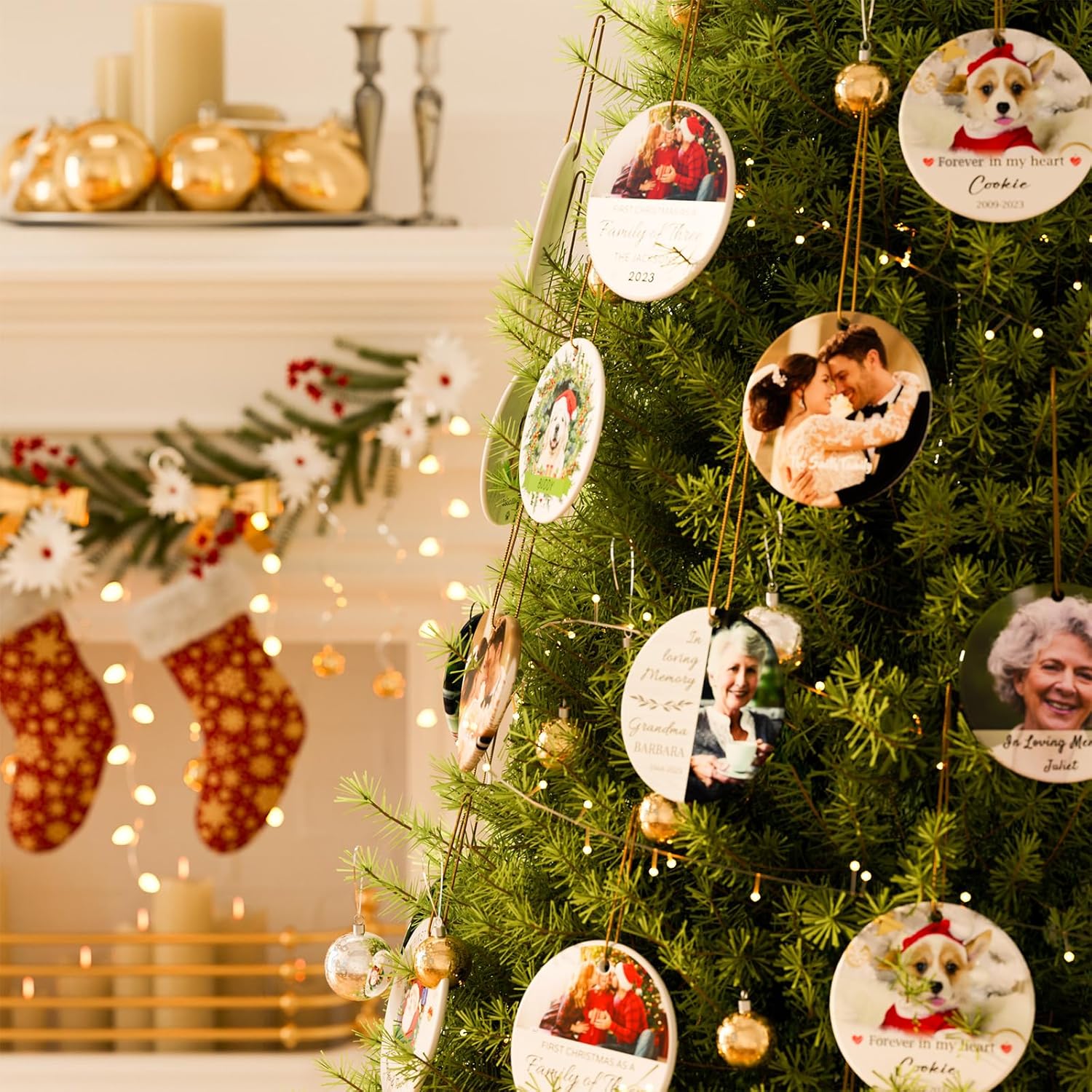 Adornos de Navidad personalizados conmemorativos para perros, regalos conmemorativos para perros por pérdida de perro, adornos de árbol de Navidad,