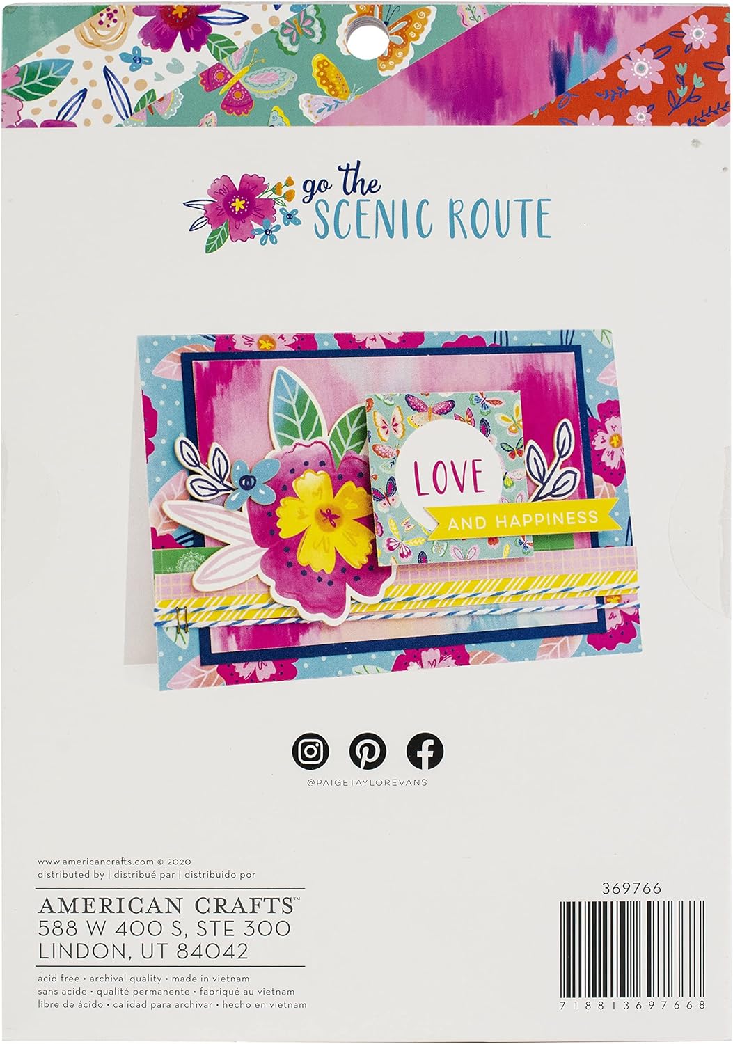 AMERICAN CRAFTS Paige Evans Go The Scenic Route, suministros de manualidades de arte, diario de papel decorativo regular con hojas de aluminio azul