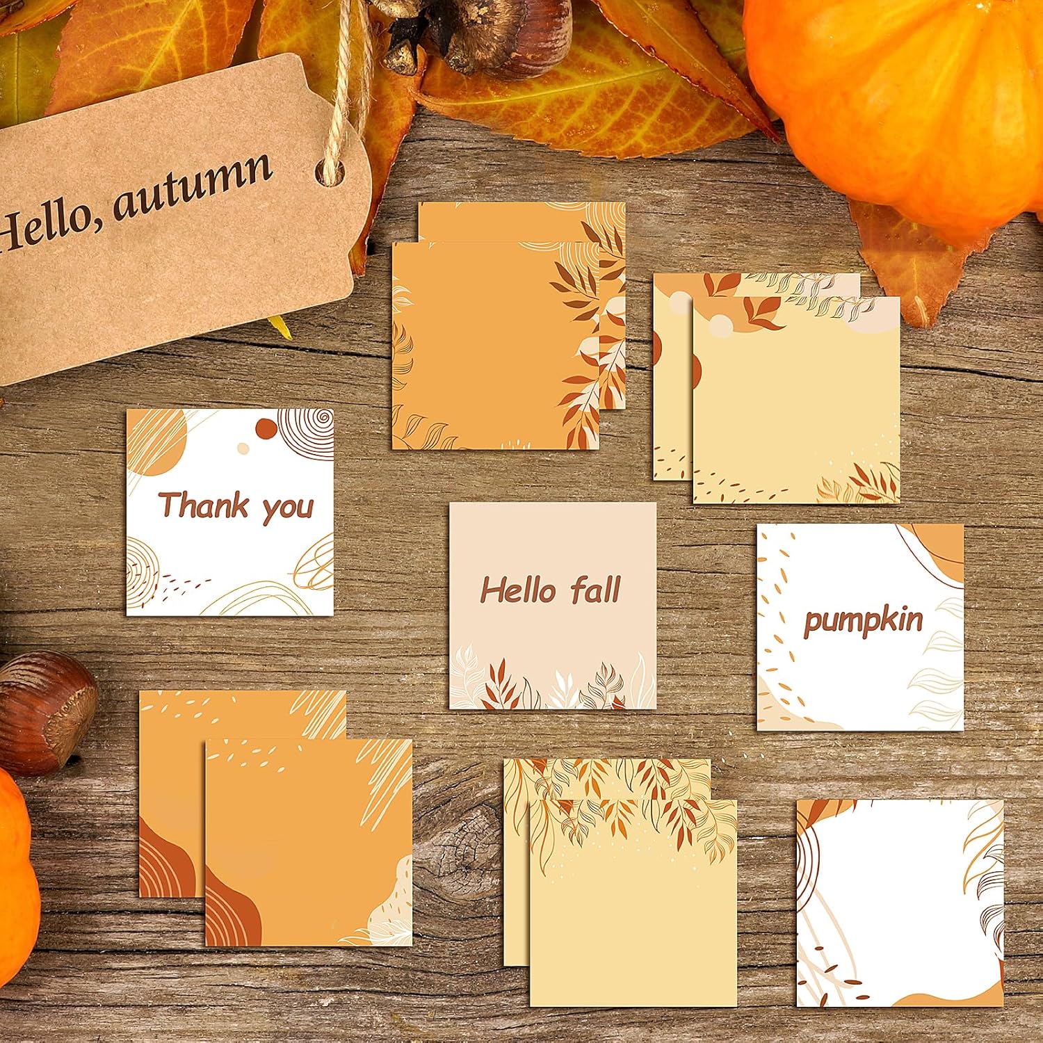 16 notas adhesivas de otoño, estilo bohemio, diseño de otoño, blocs de notas autoadhesivas, notas adhesivas para escuela, oficina, hogar,