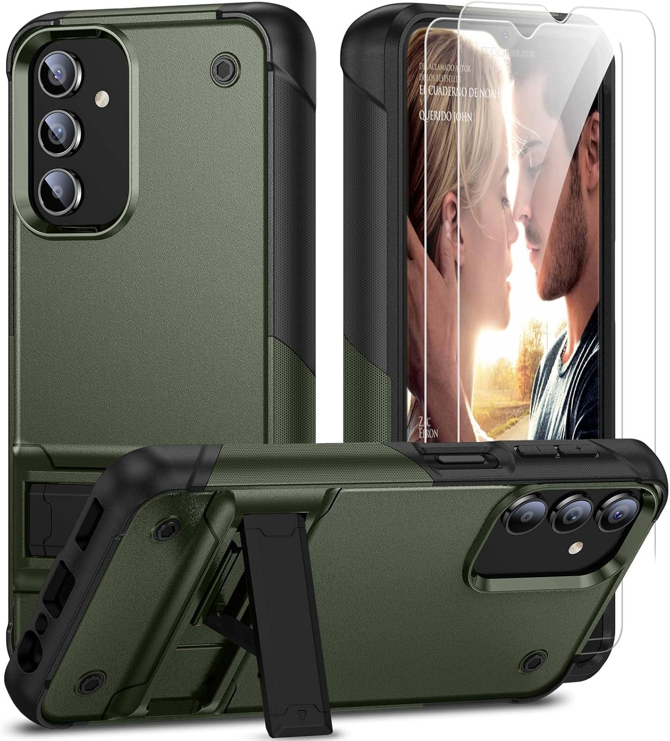 YmhxcY Funda para Samsung Galaxy A54 5G con soporte y 2 protectores de pantalla a prueba de explosiones, grado militar a prueba de golpes, para