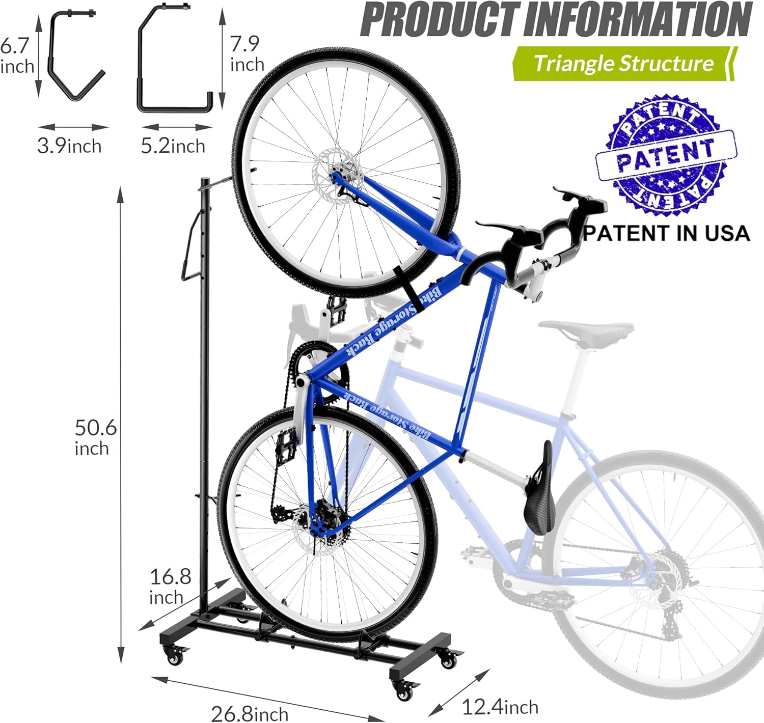 Soporte vertical para bicicleta, vertical y horizontal, altura ajustable, estante de almacenamiento de bicicletas para apartamento, estante de