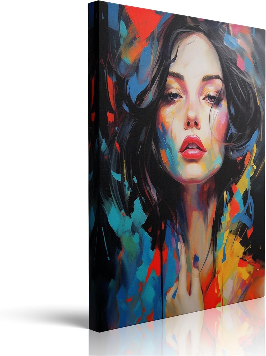 Lienzo enmarcado para pared con diseño de dama de belleza occidental, listo para colgar (12 x 16 pulgadas)