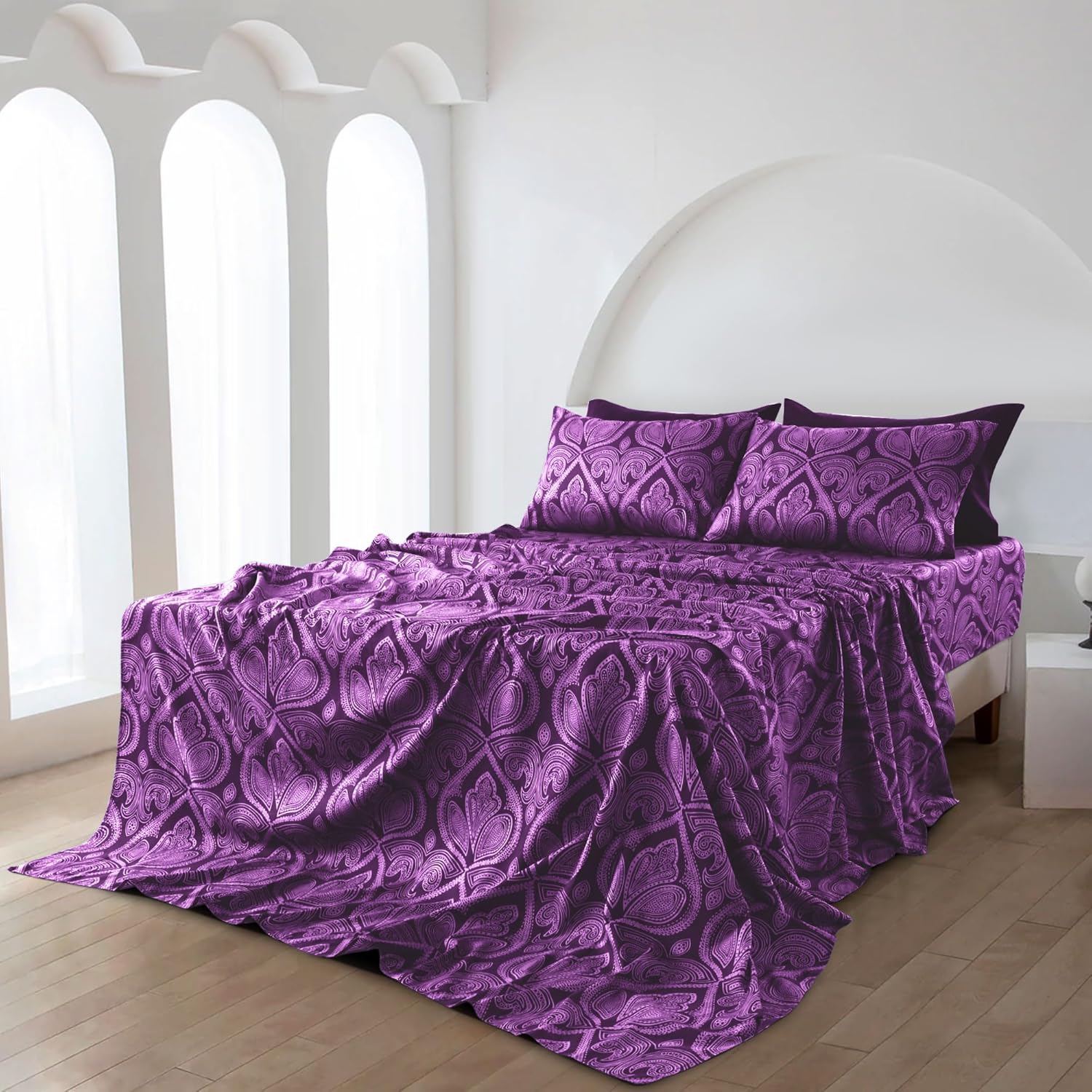 LDC Lux Decor Collection – Juego de sábanas, 6 piezas, microfibra cepillada alta ozyd, fundas, bolsillo de sábana de hasta 16pulgadas de profundidad