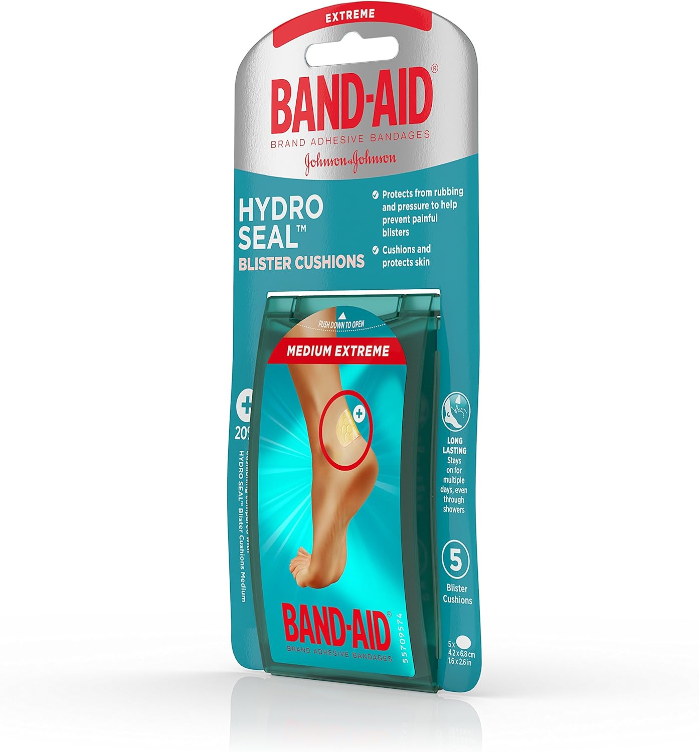 Band-Aid Brand Hydro Seal – Vendajes de cojín blíster, almohadillas adhesivas impermeables, medianas, 5 unidades (paquete de 2)