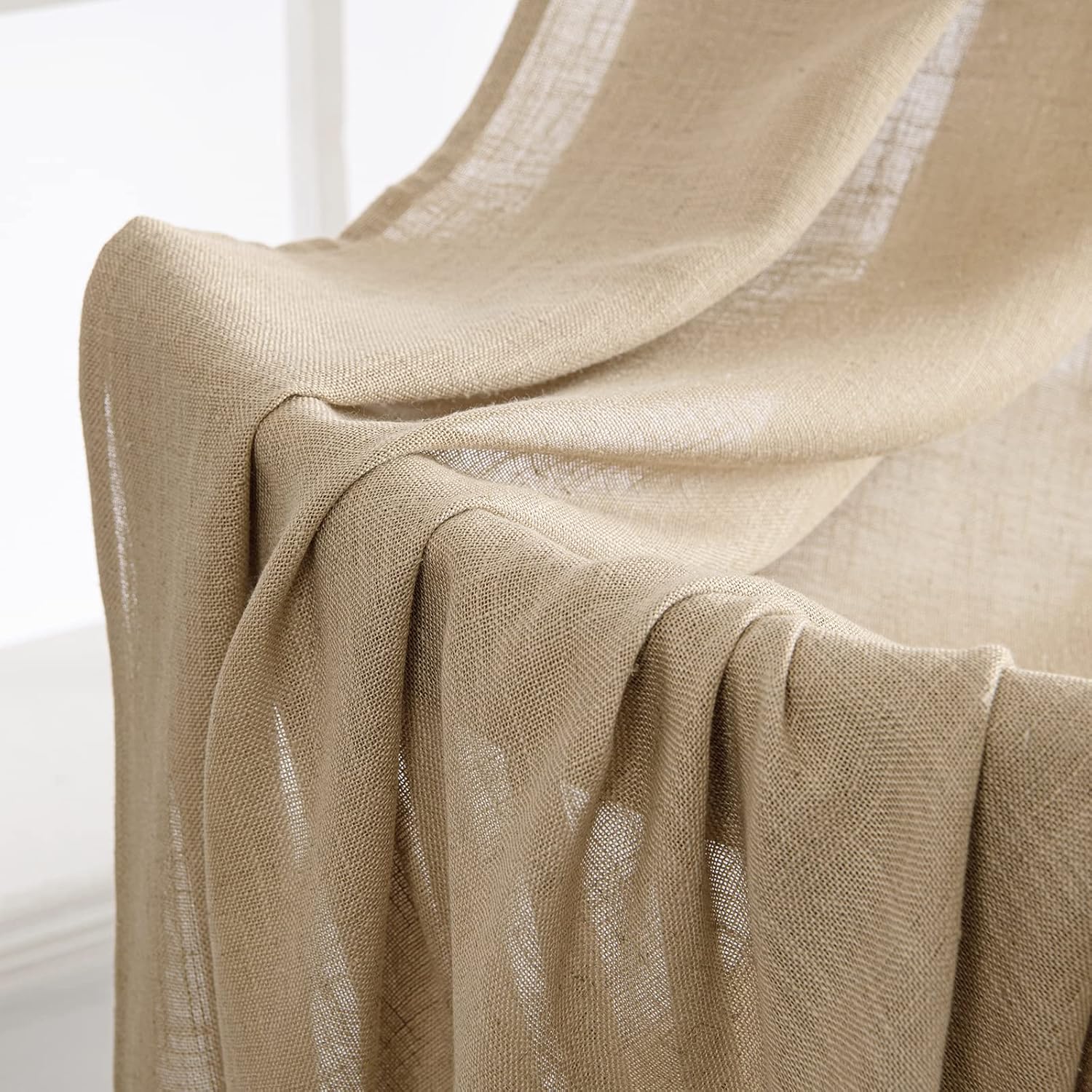 MIULEE Cortinas de lino beige tostado de 84 pulgadas de largo, 2 paneles para dormitorio, sala de estar, cortinas de ventana con textura de lino
