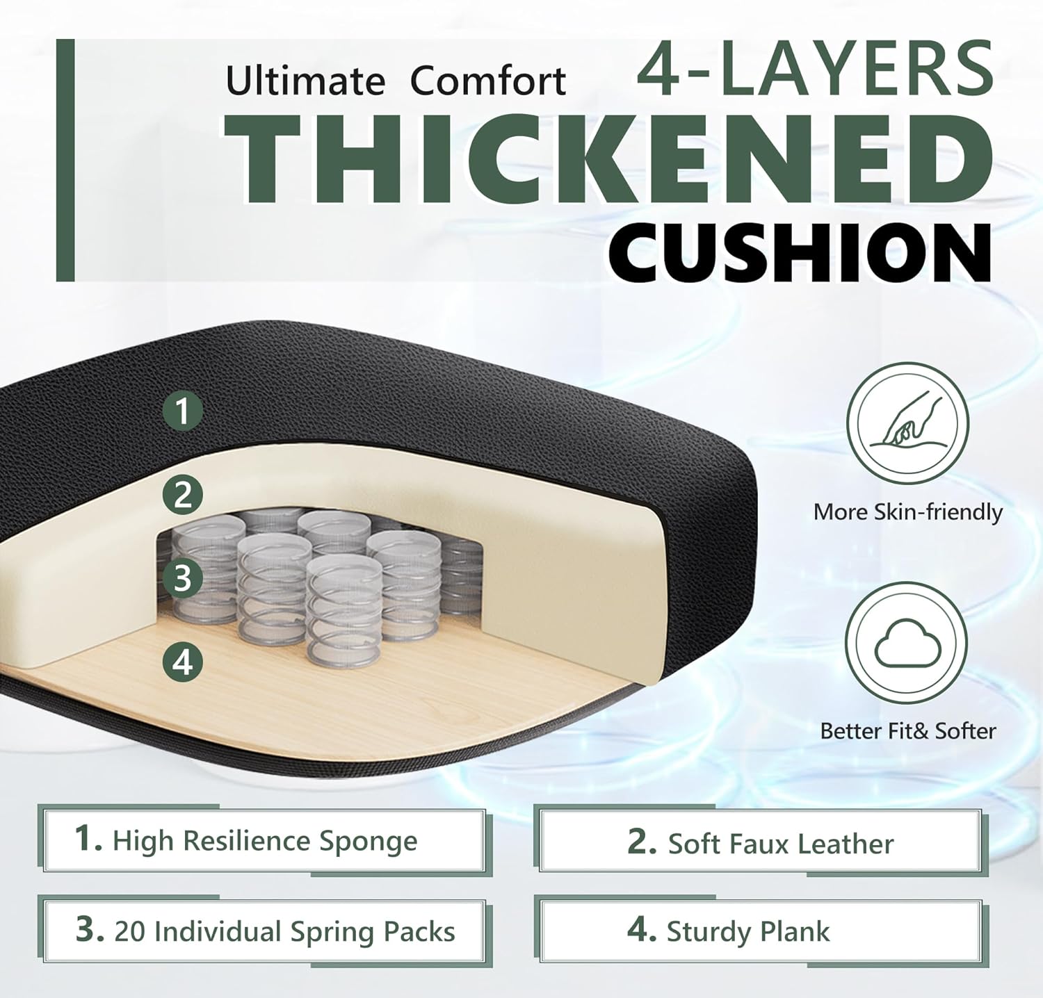 BestEra Silla de oficina ejecutiva ergonómica de cuero, silla ancha de oficina en casa con brazo abatible ajustable, silla de escritorio para