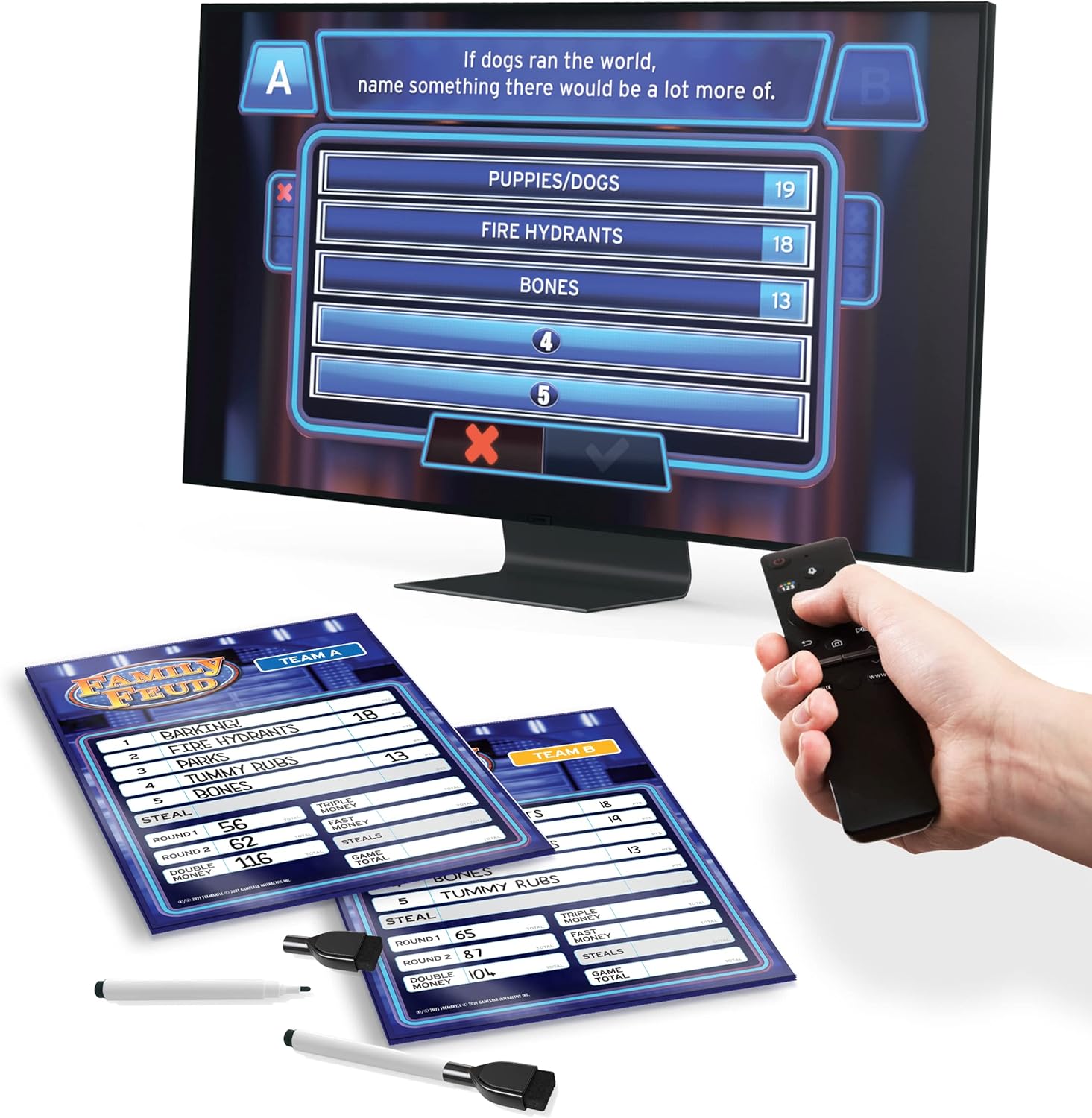 FEUD familiar con Steve Harvey Game, Transmite a Steve directamente en tu sala de estar, aplicación Gamestar+, Estudio emoción en casa, cientos de