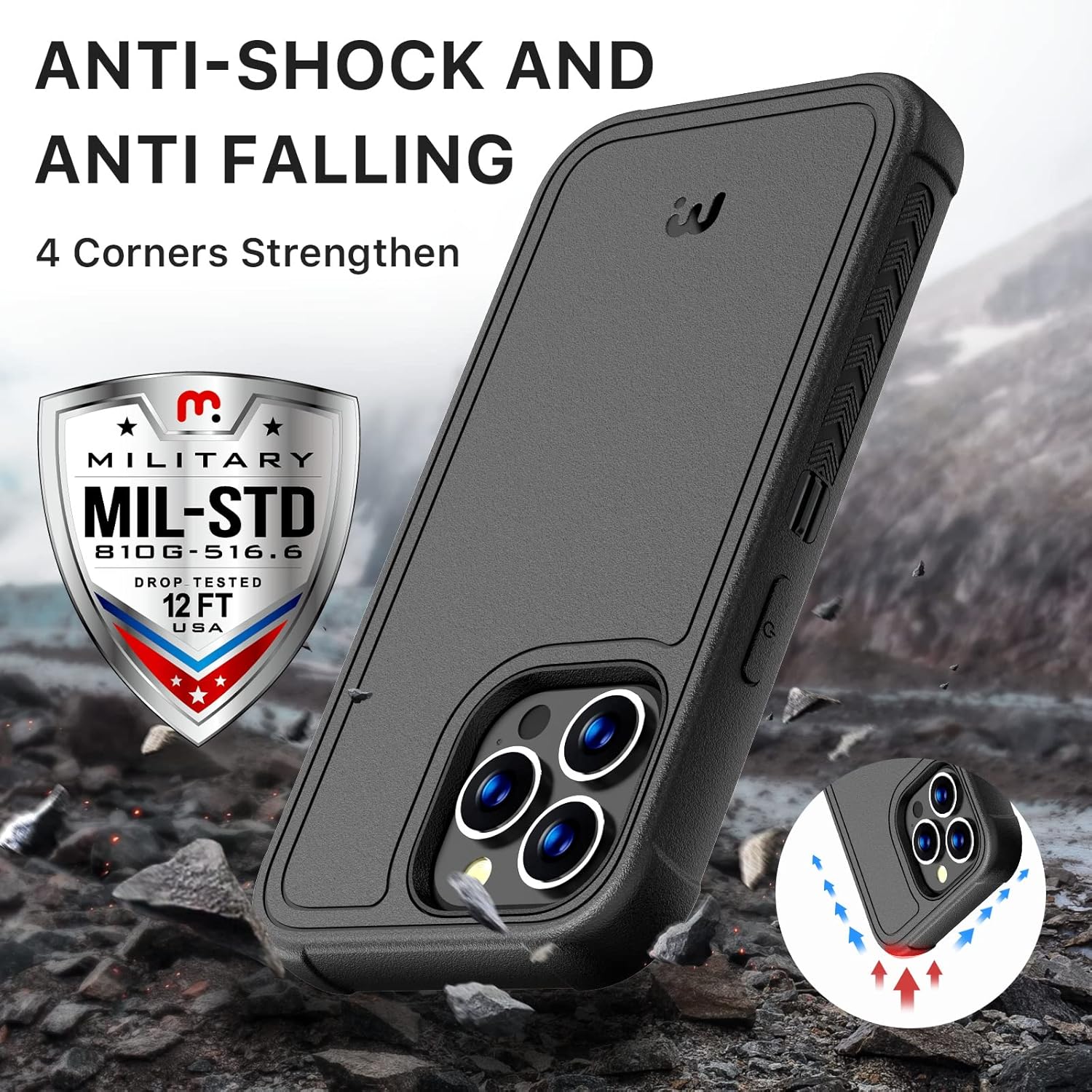 MYBAT PRO Maverick Series – Funda a prueba de golpes, para iPhone 13, con funda de clip para cinturón y vidrio templado, 6.1 pulgadas, resistente